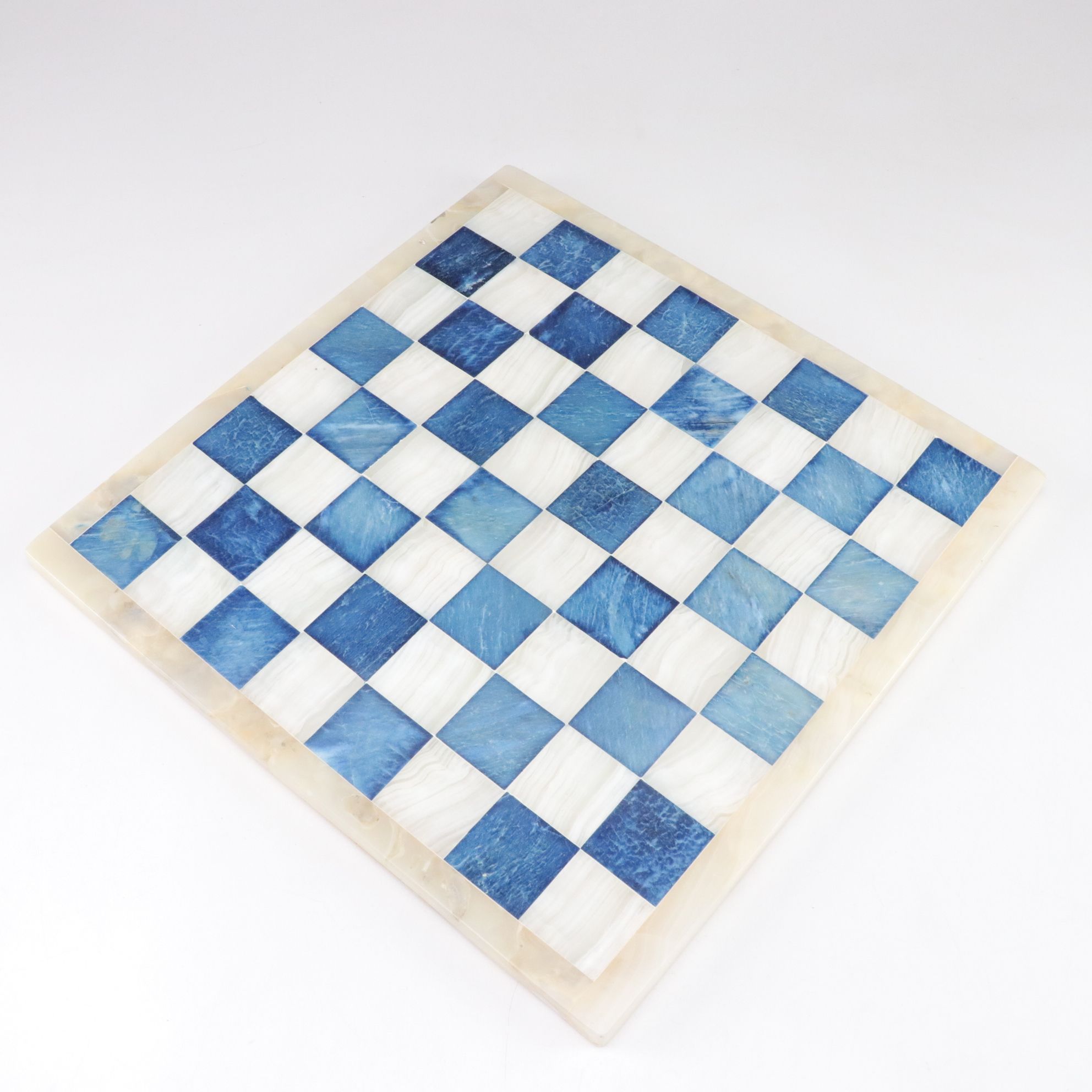 Italian Alabaster Blue and White Chess Board