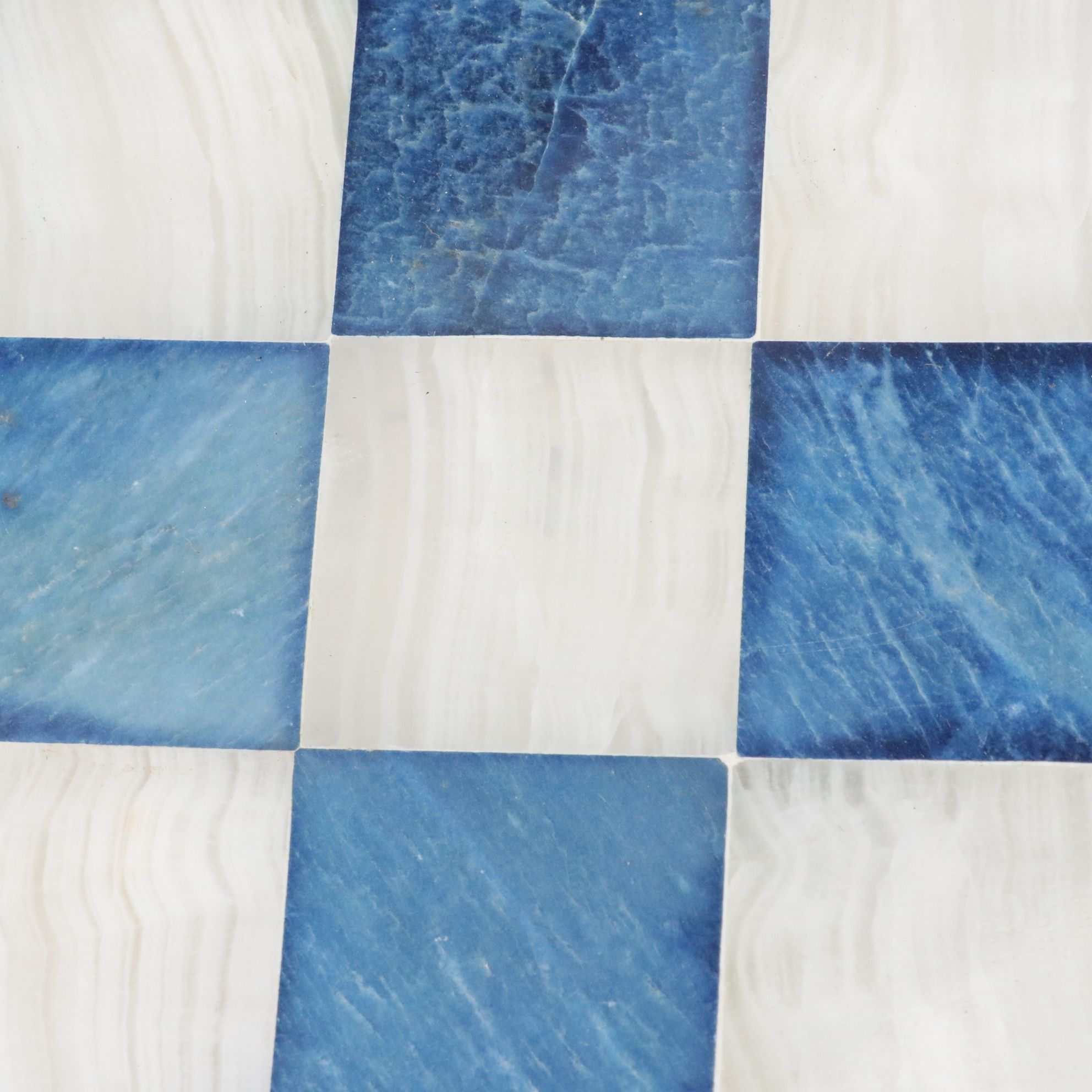 Italian Alabaster Blue and White Chess Board