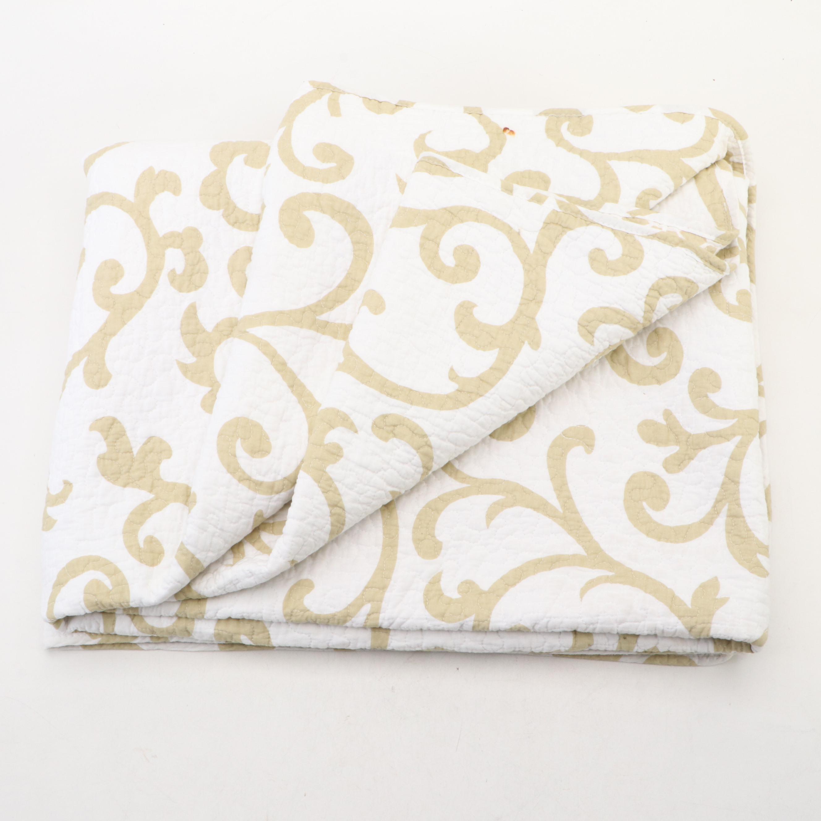 Cotton Arabesque Print Pattern Twin Size Quilt