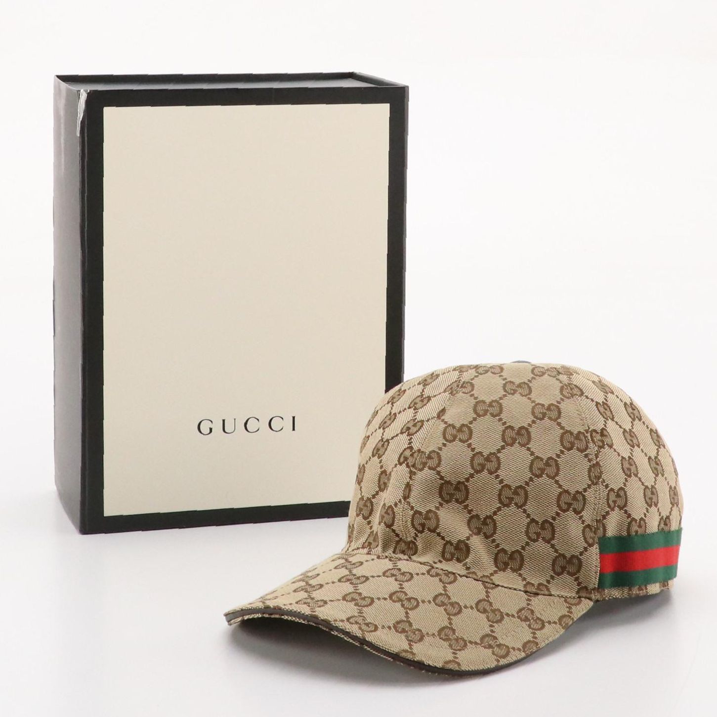 Gucci Web Striped GG Canvas Baseball Cap in Box