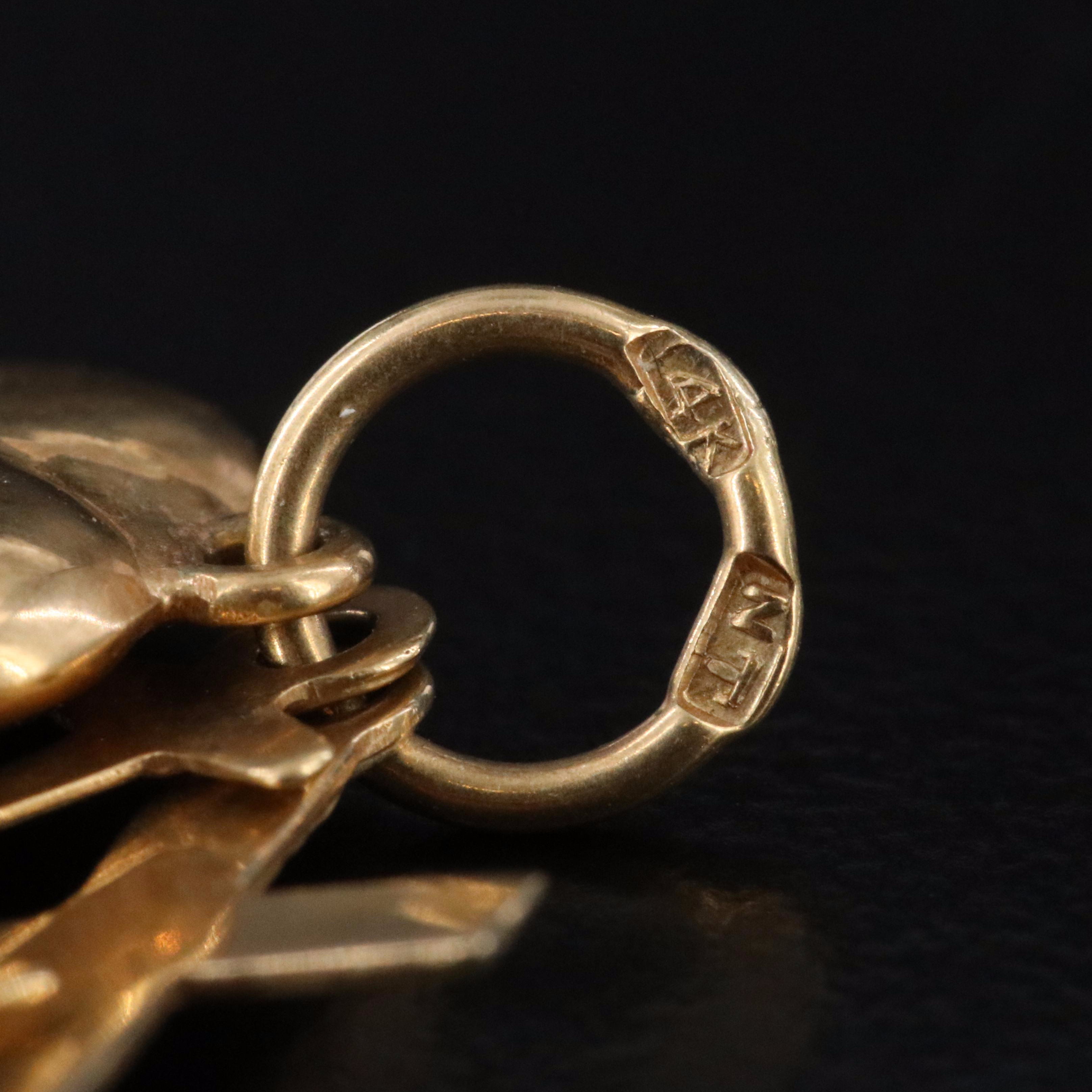 14K Cross, Heart and Anchor Charm Pendant