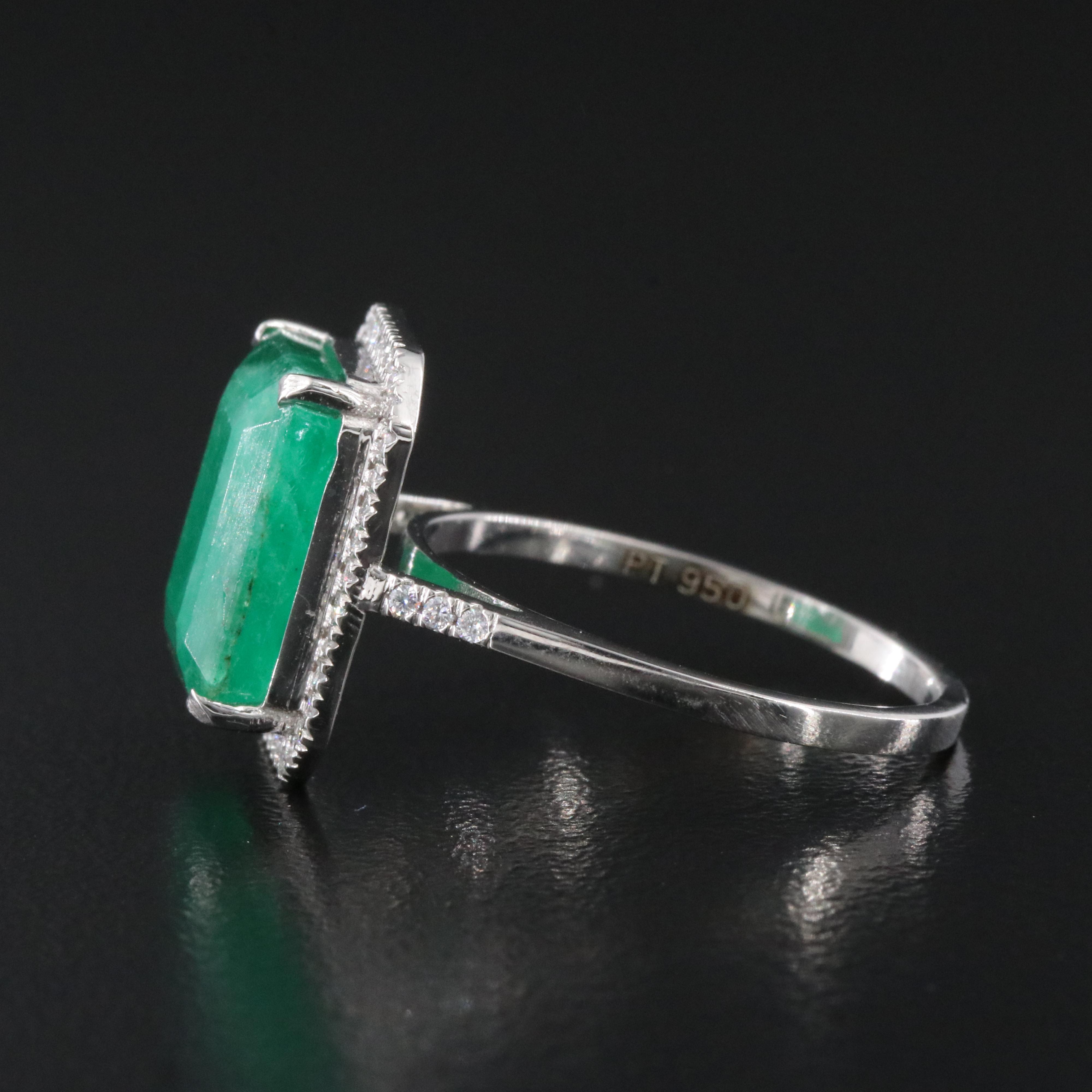 Platinum 4.96 CT Emerald and 0.18 CTW Diamond Ring