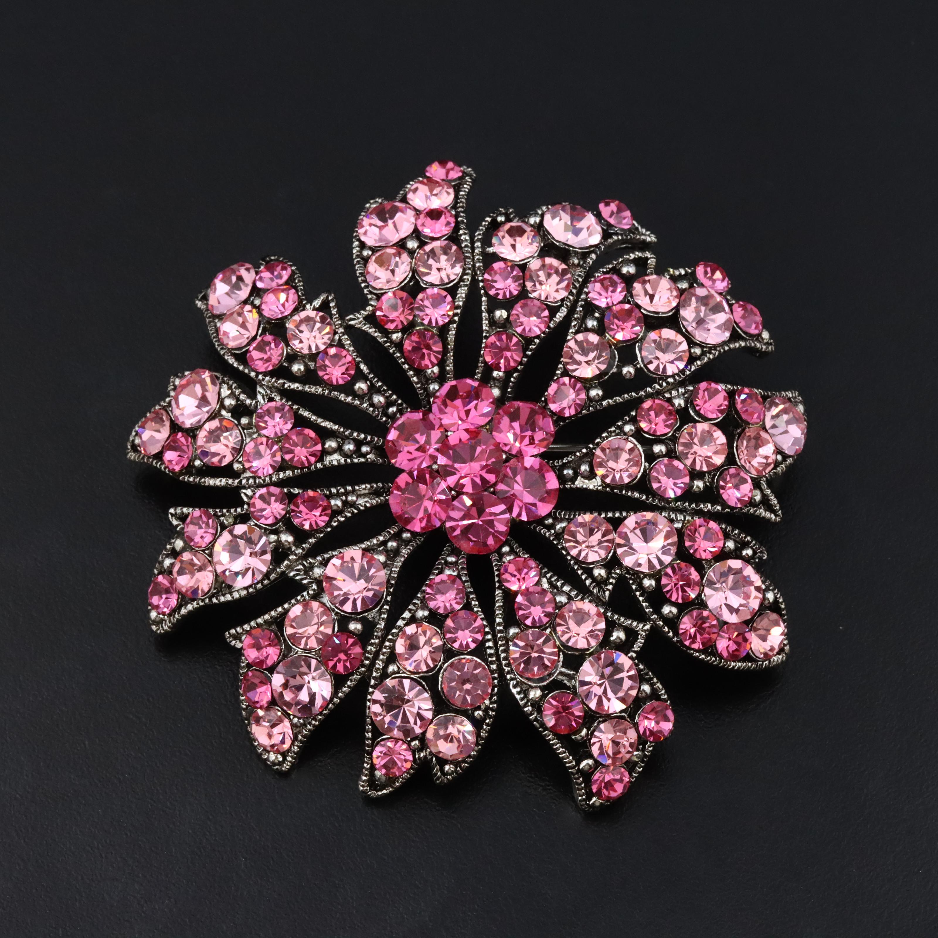 Rhinestone Flower Brooch