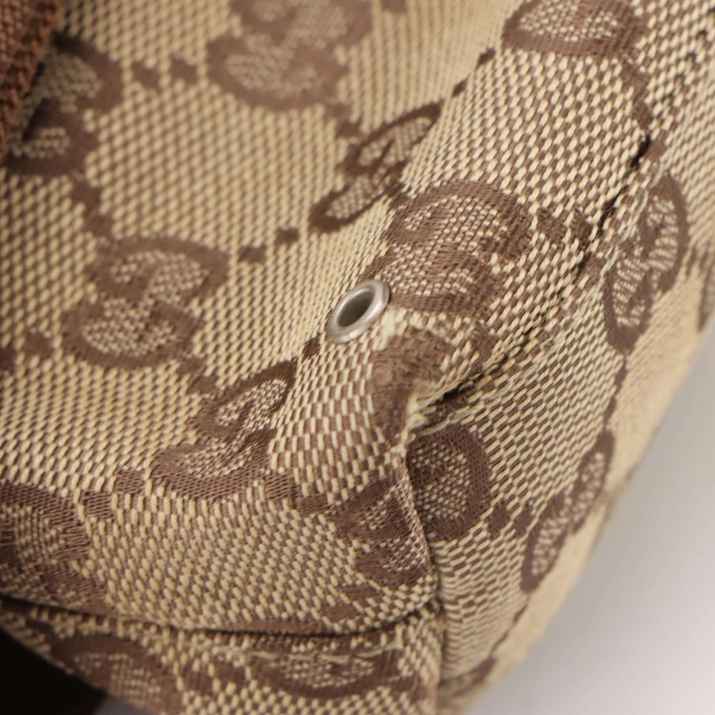 Gucci Flight Belt Bag in GG Canvas and Brown Leather Trim