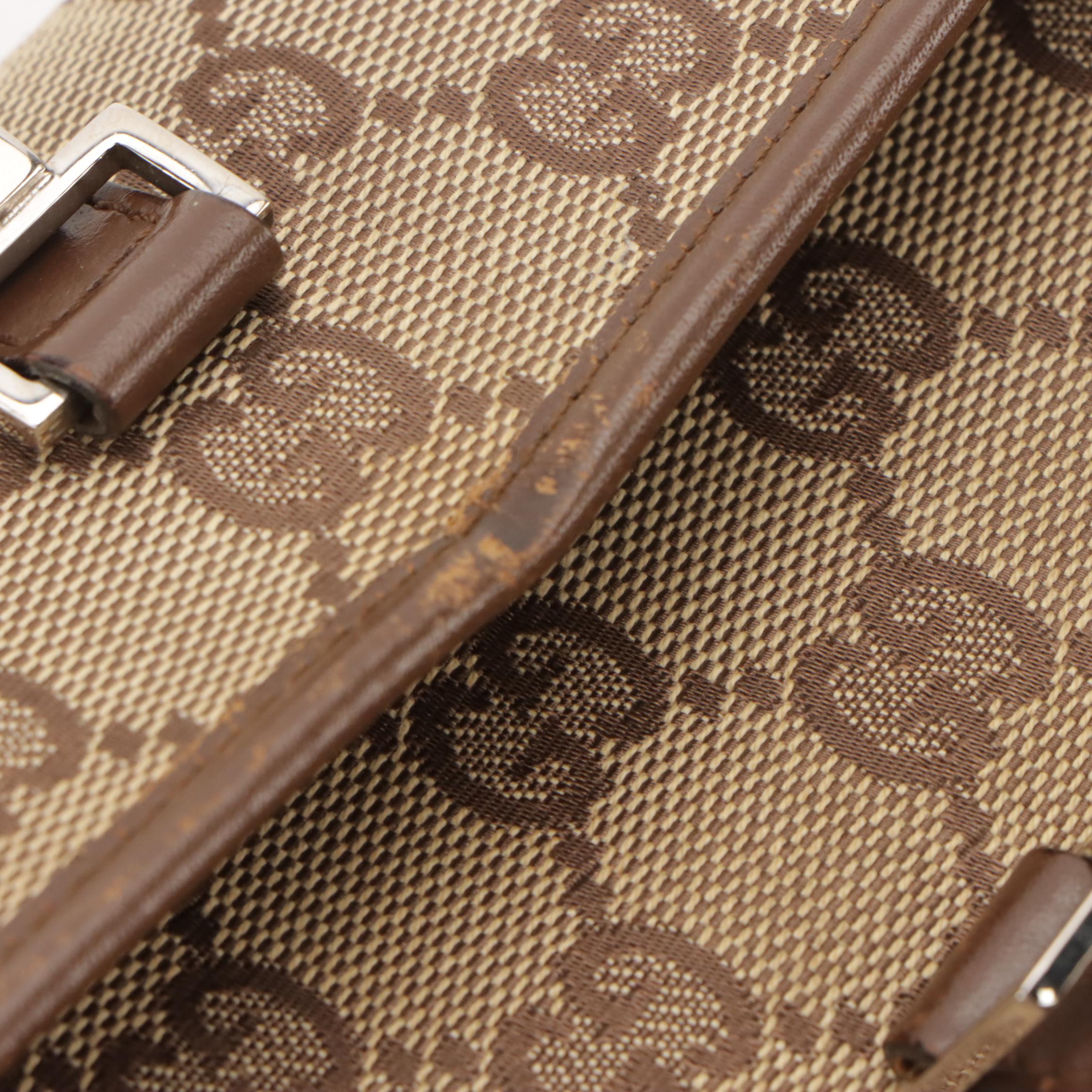 Gucci Flight Belt Bag in GG Canvas and Brown Leather Trim