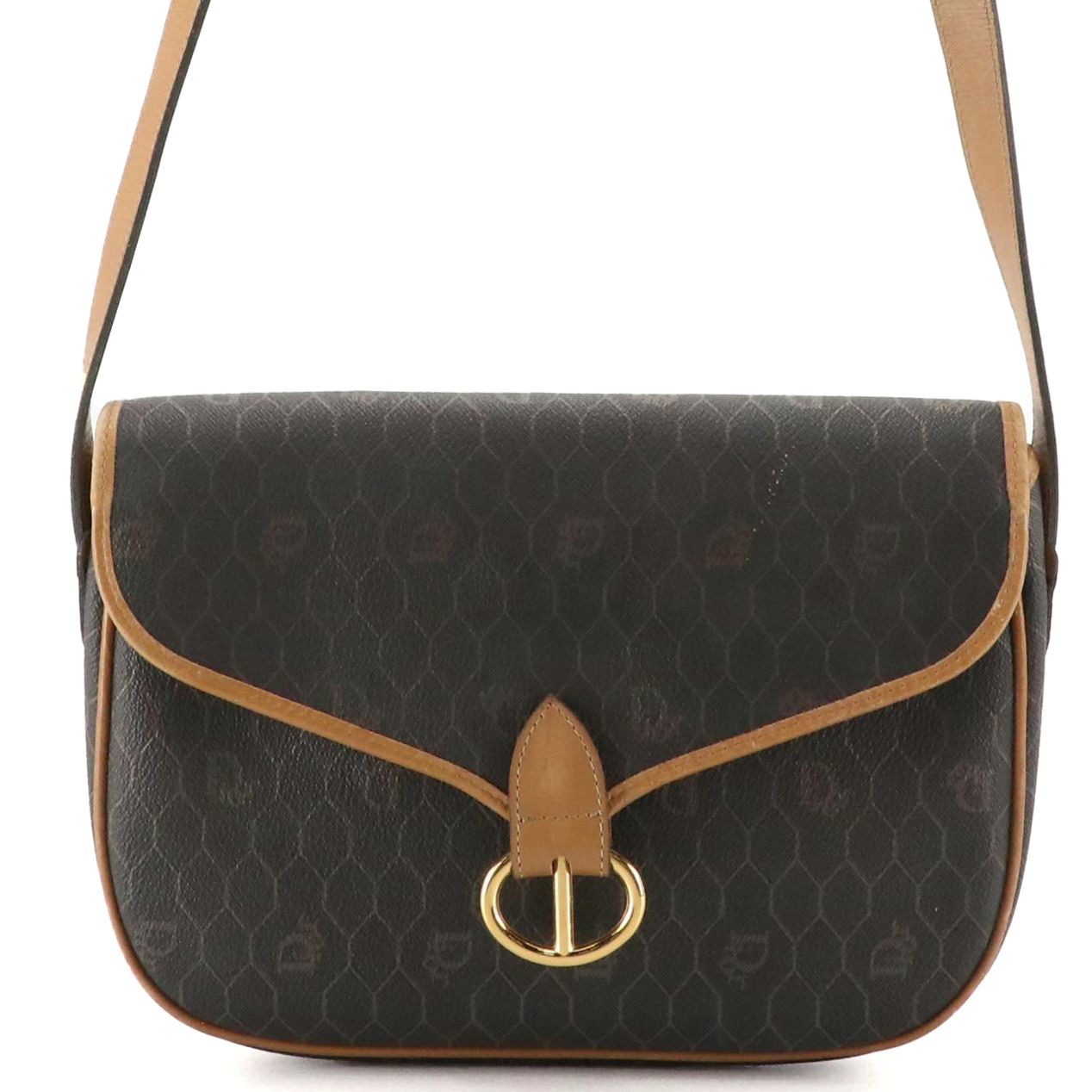 Christian Dior Front Flap Crossbody Bag in Honeycomb Canvas and Leather