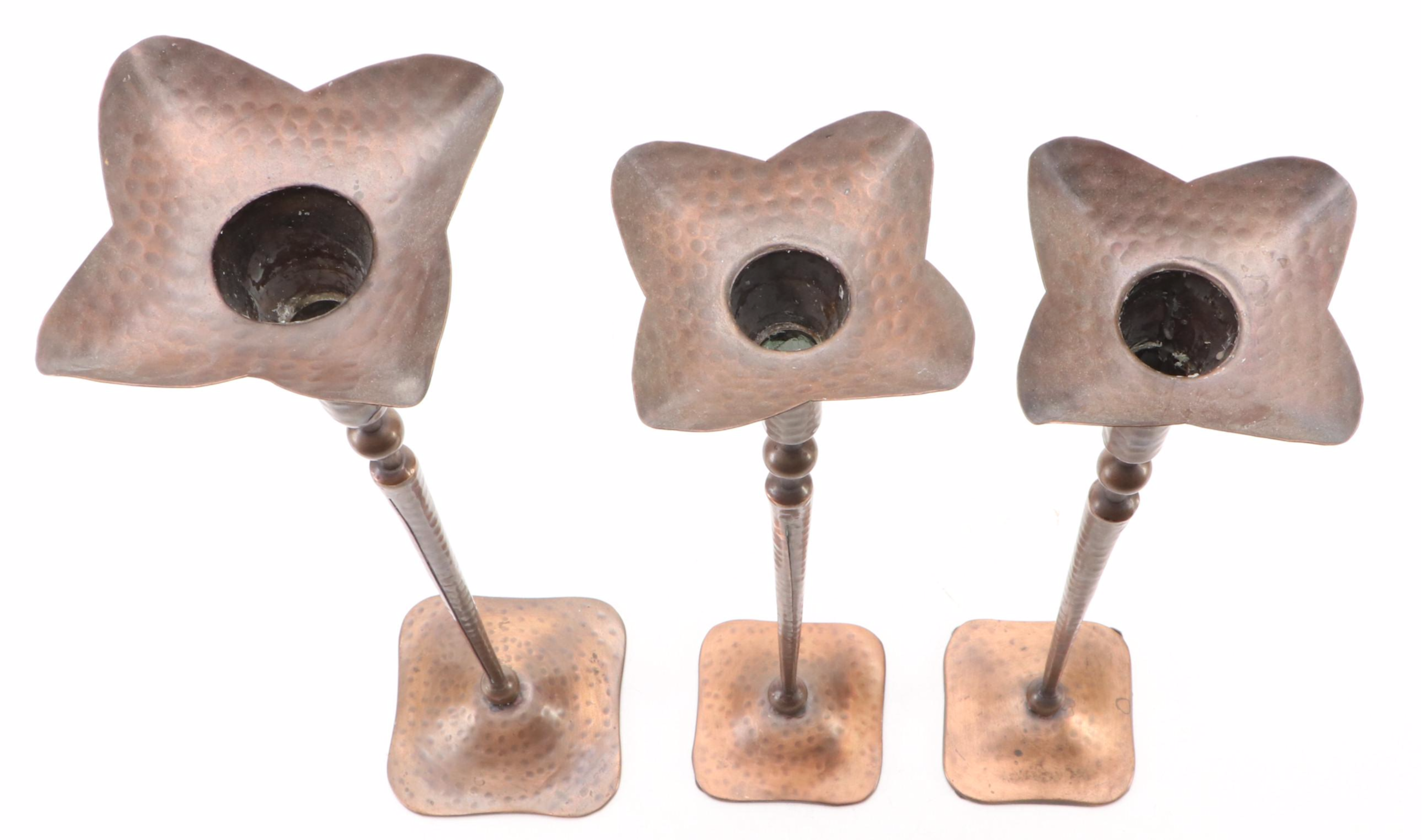 Craftsman Collection Hand-Crafted Copper Candlesticks with Assorted Candles