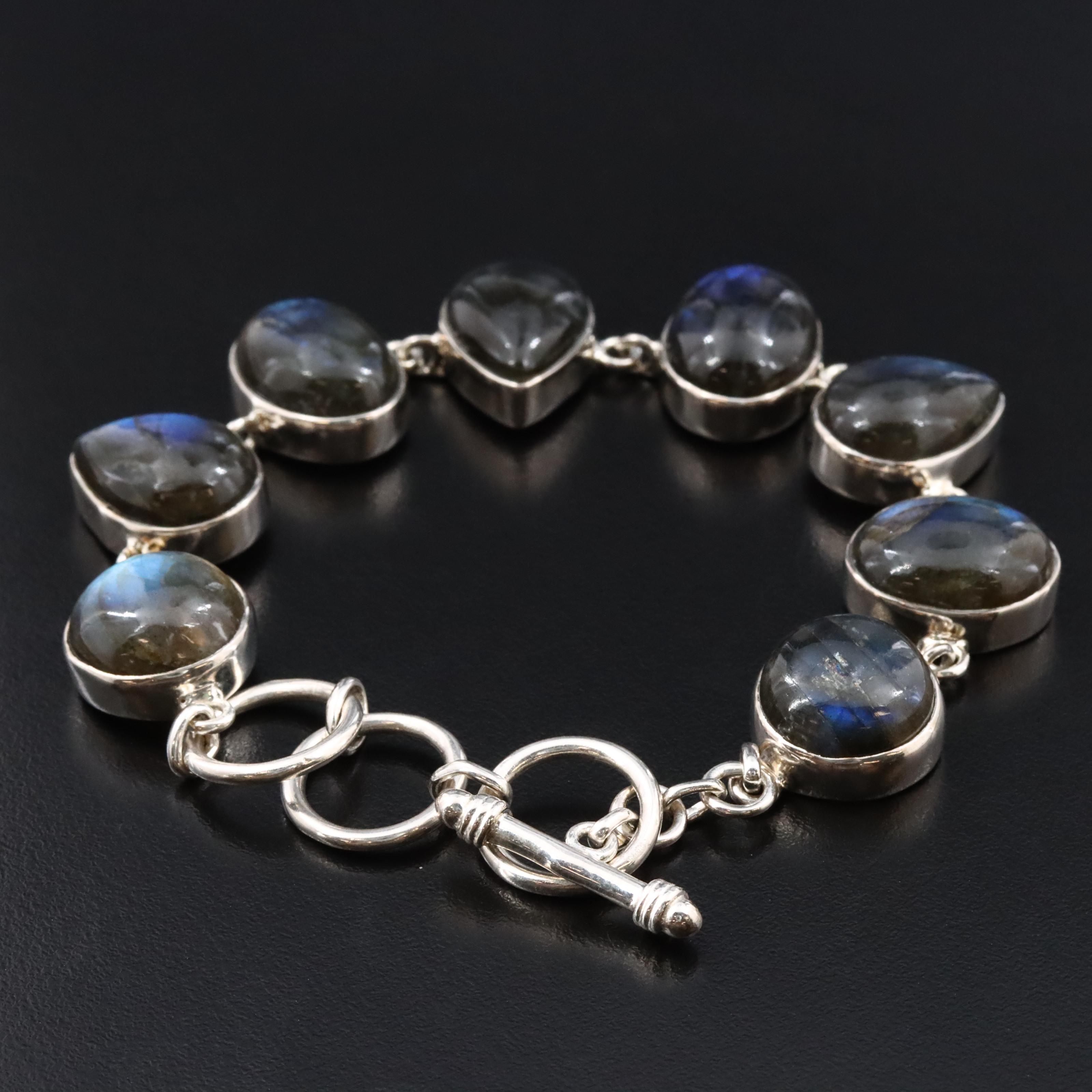 Sterling Labradorite Bezel Set Bracelet