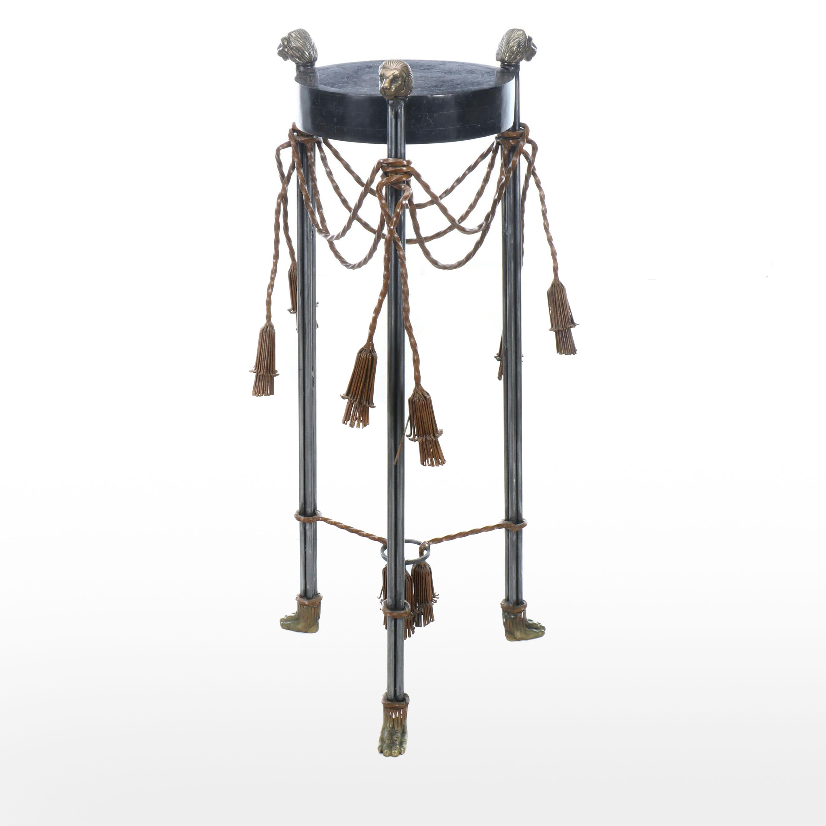 Maitland-Smith Neoclassical Style Tessellated Marble and Iron Accent Table