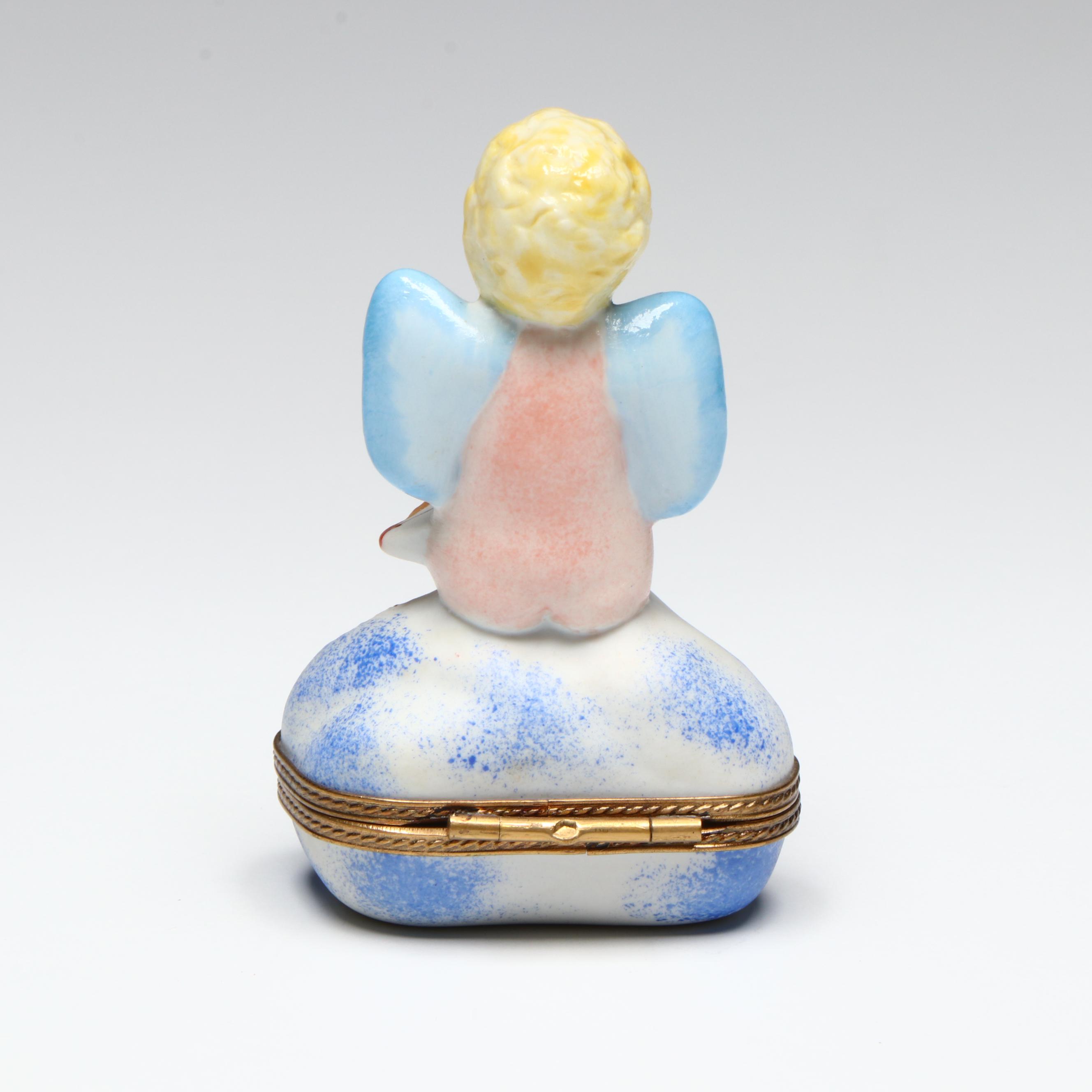 Chamart French Hand-Painted Cherub Limoges Box