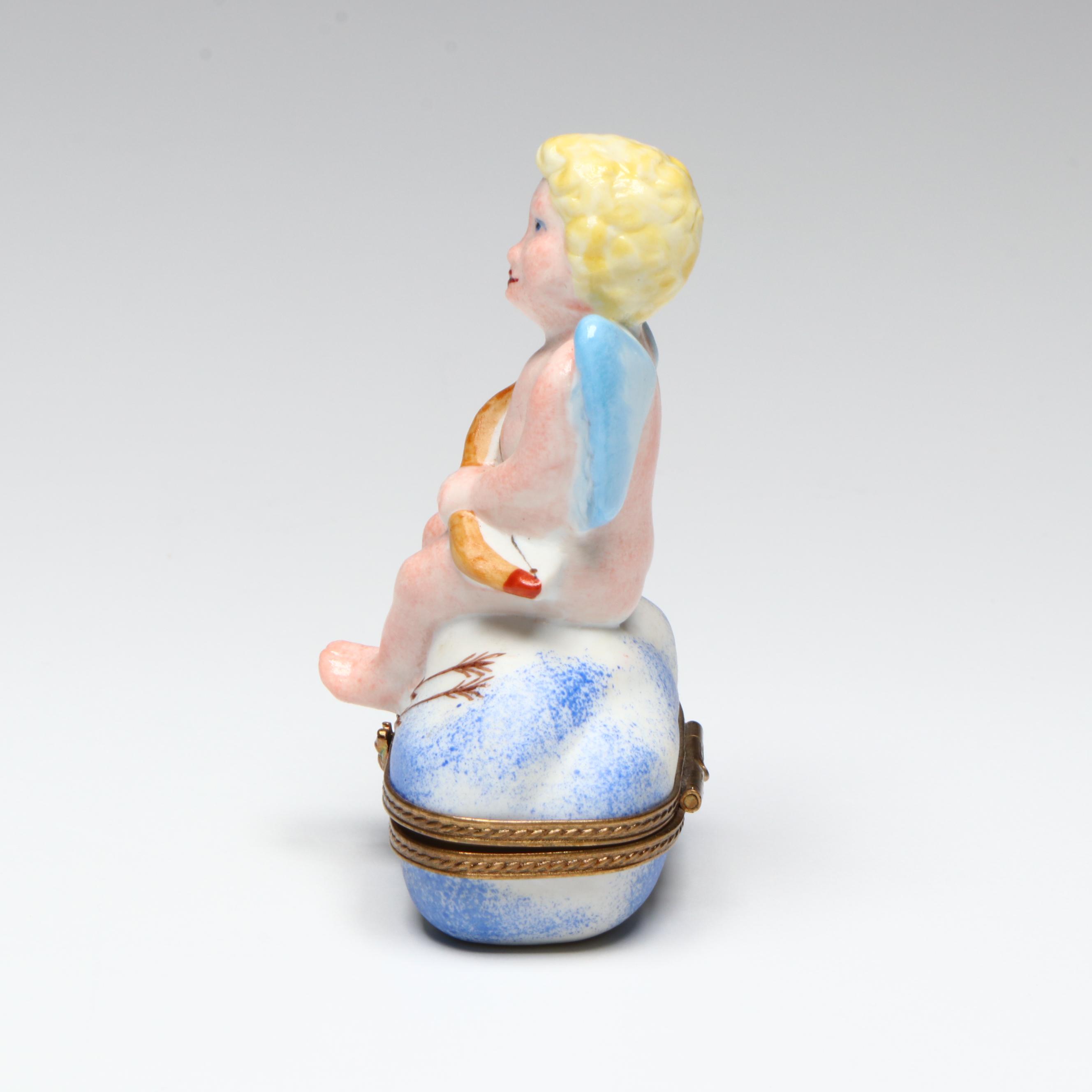 Chamart French Hand-Painted Cherub Limoges Box