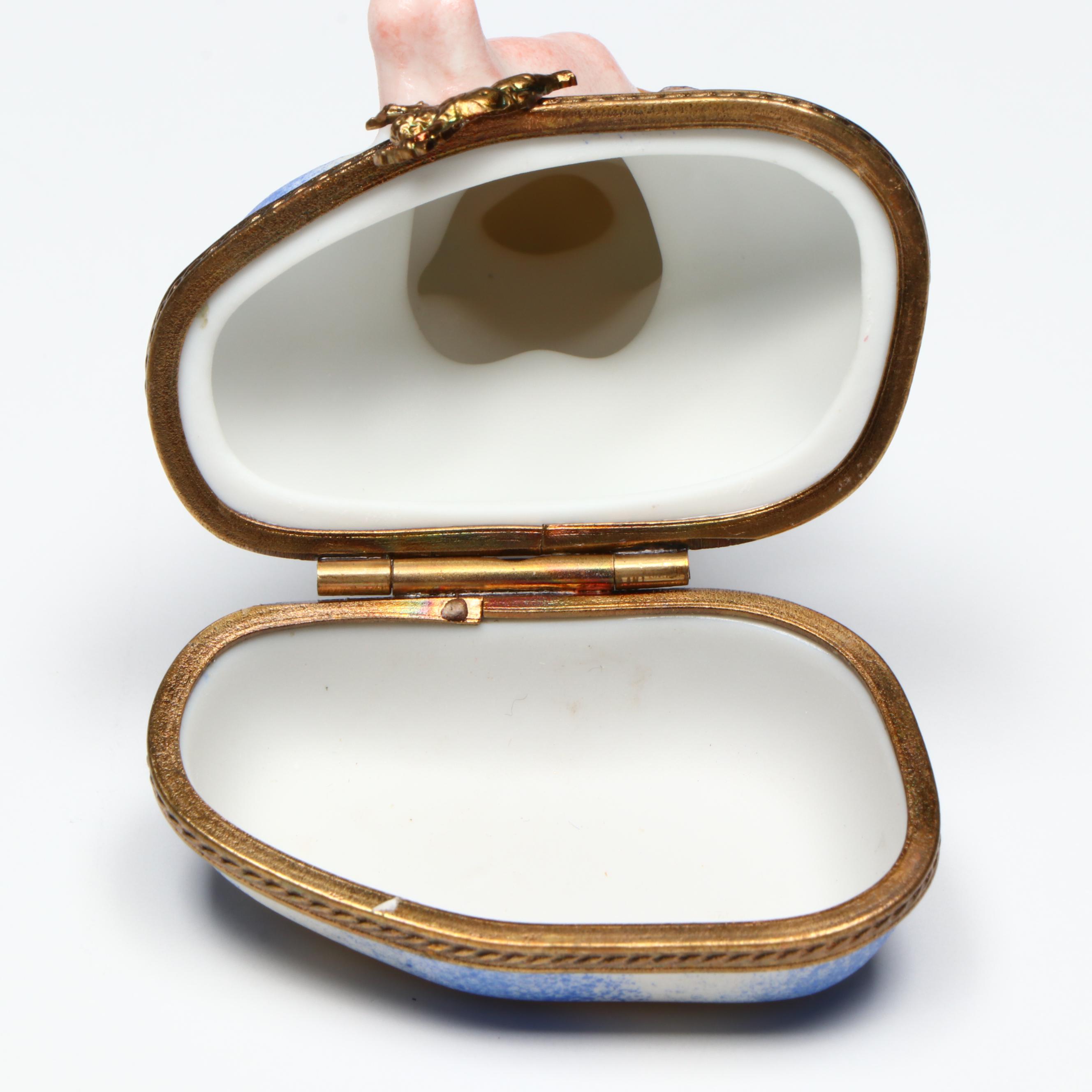 Chamart French Hand-Painted Cherub Limoges Box