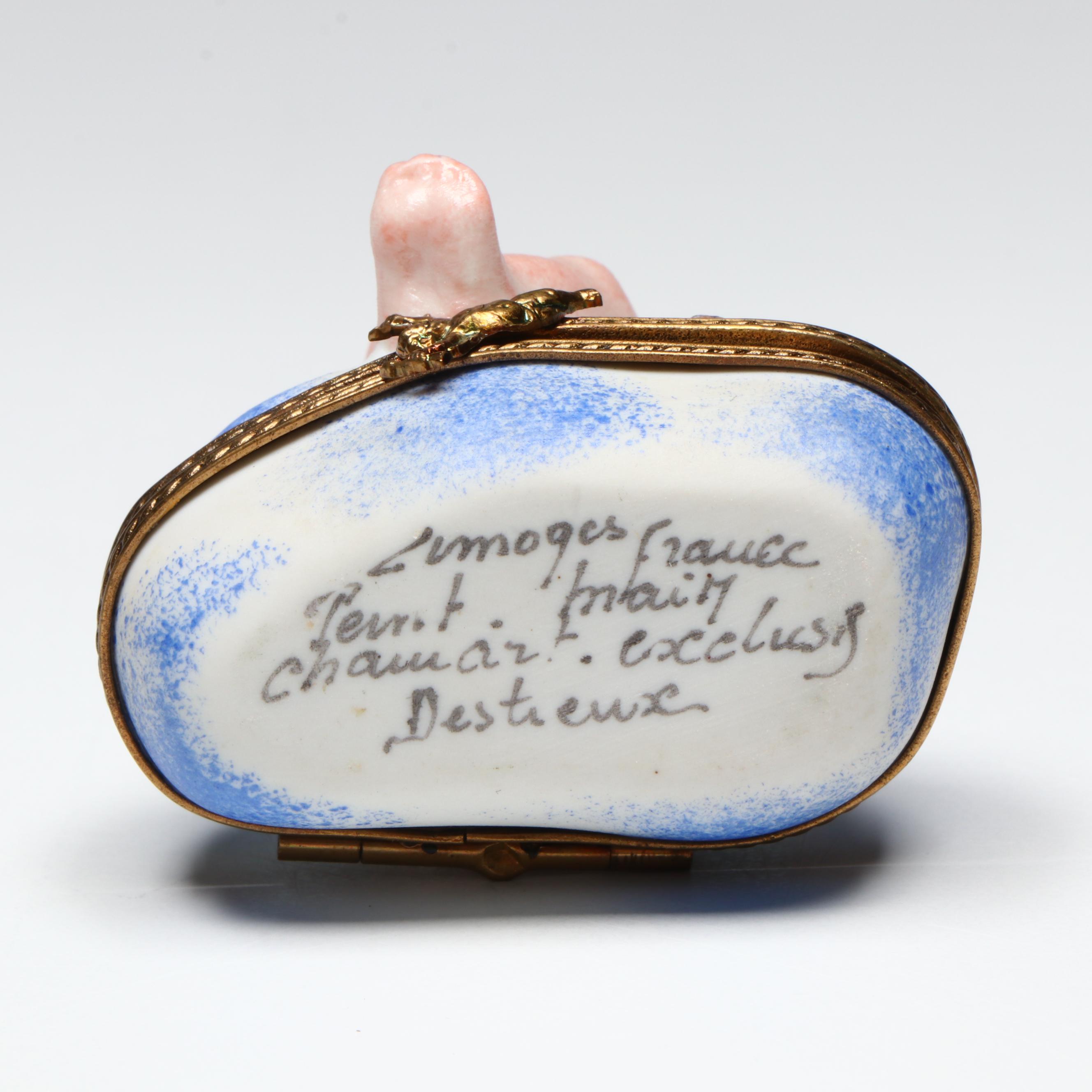 Chamart French Hand-Painted Cherub Limoges Box