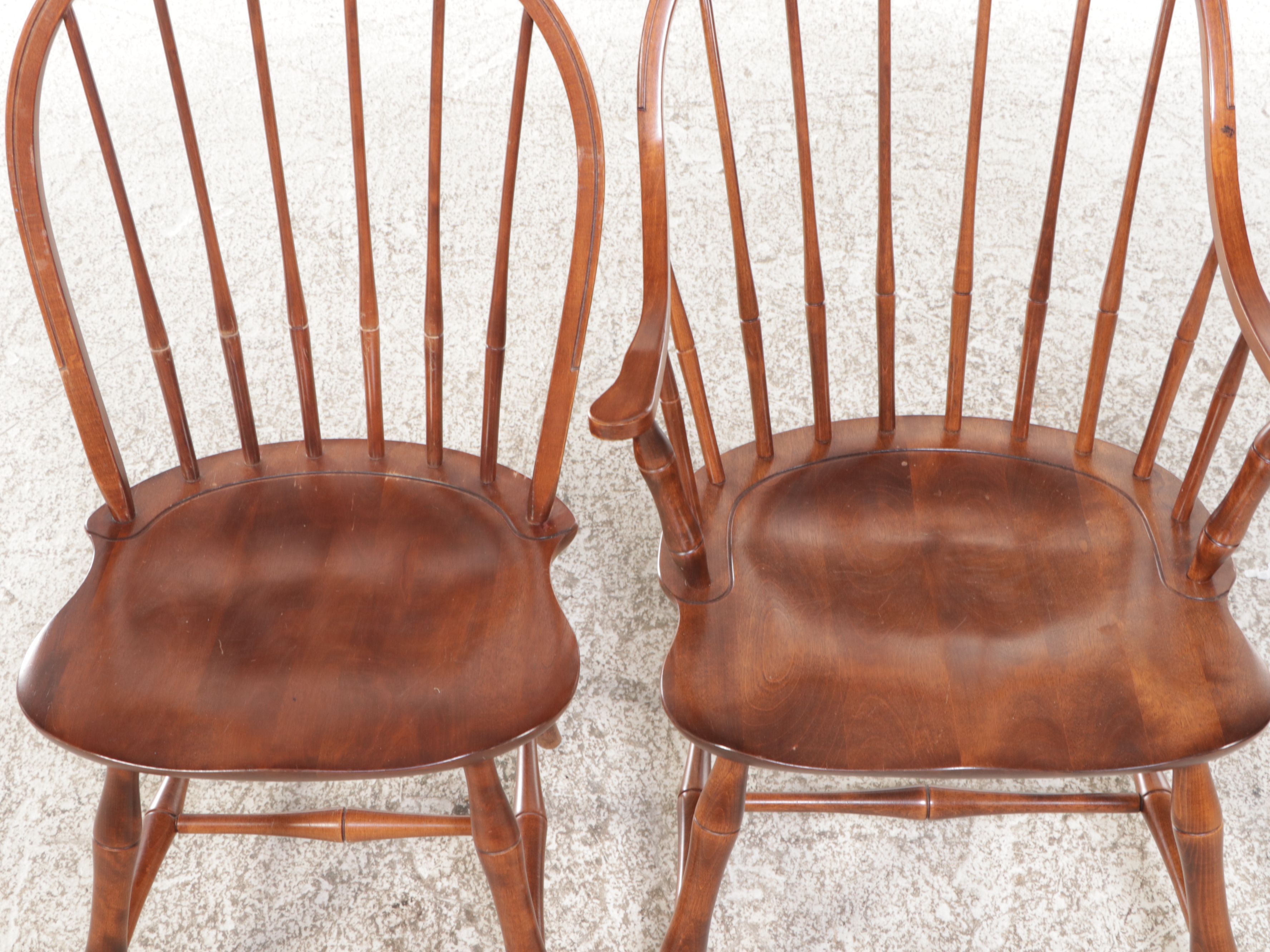 Eight Nichols & Stone Spindle-Back Windsor Chairs, Late 20th Century