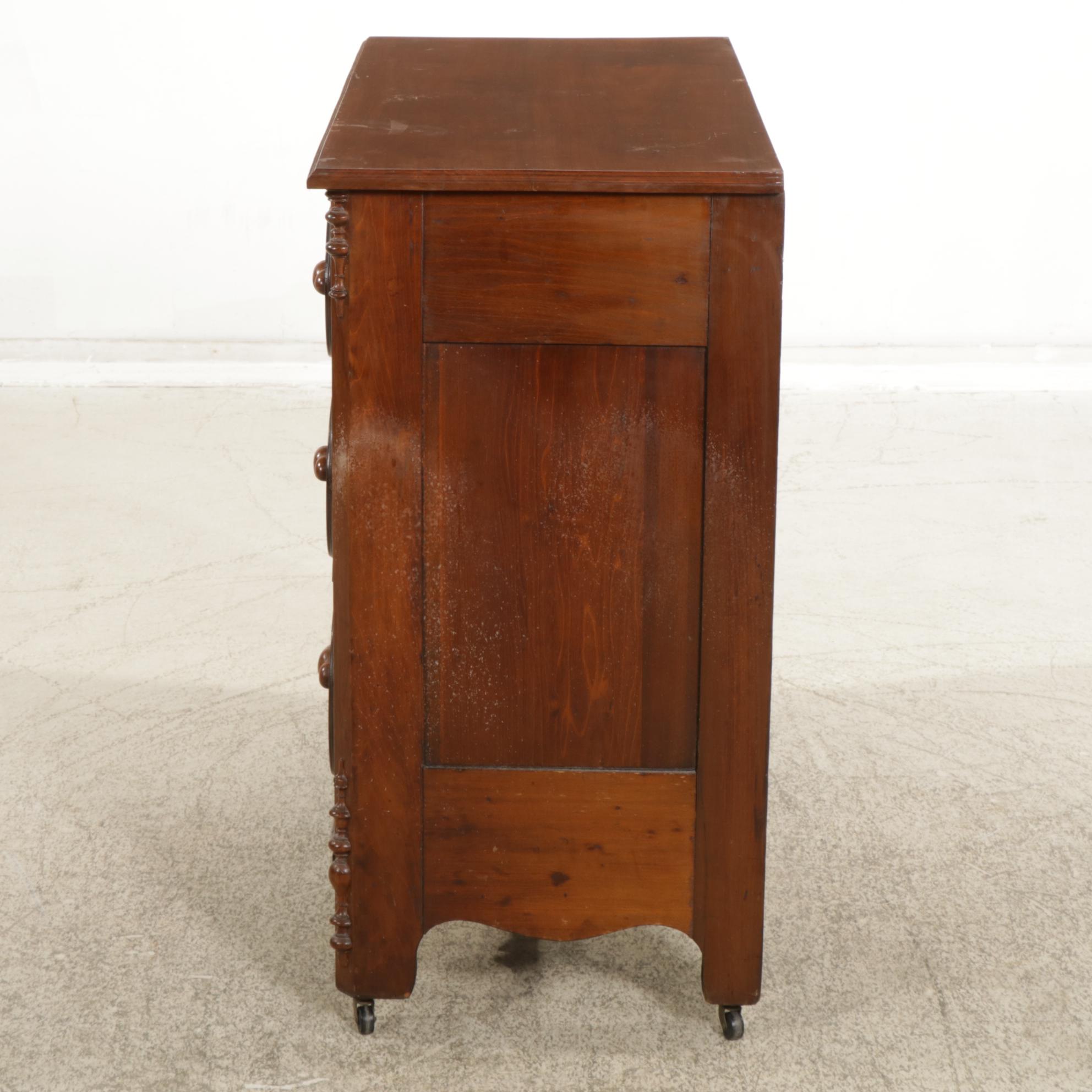 Victorian Walnut and Burl Wood Chest of Drawers, Late 19th to Early 20th Century