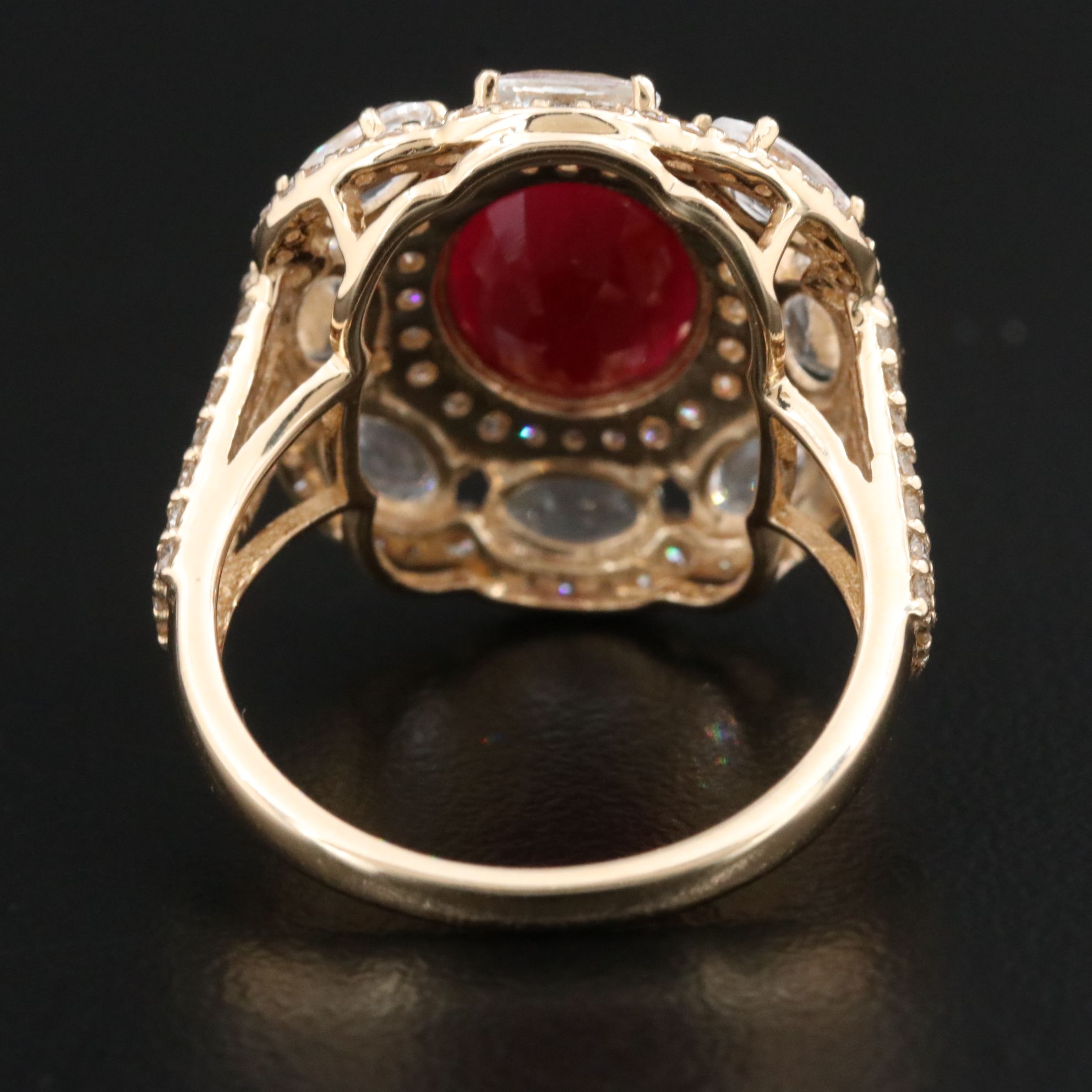 14K 4.04 CT Ruby, White Sapphire and Diamond Ring with IGI Report