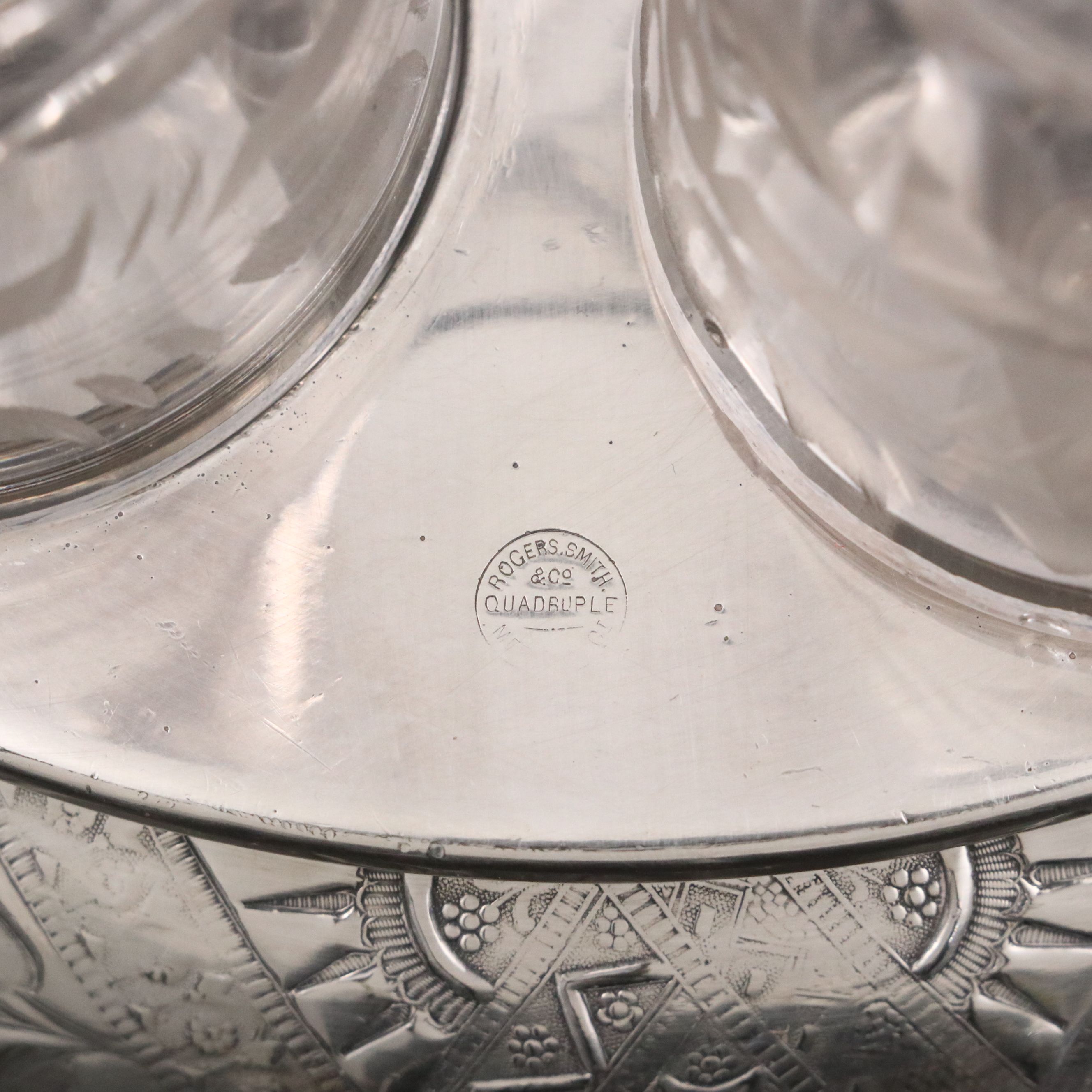 Aesthetic Movement Silver Plate and Glass Cruet Set, Late 19th Century