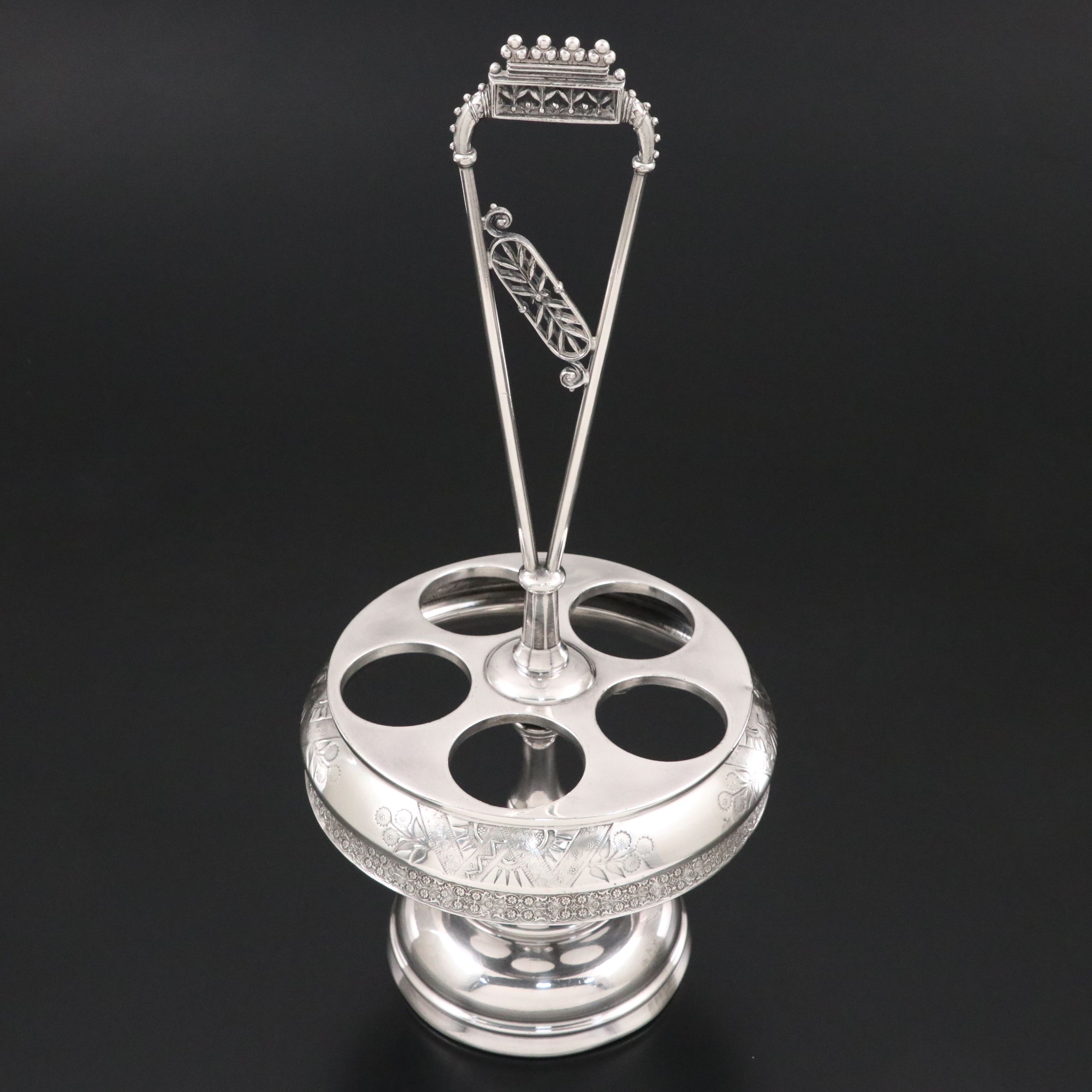 Aesthetic Movement Silver Plate and Glass Cruet Set, Late 19th Century