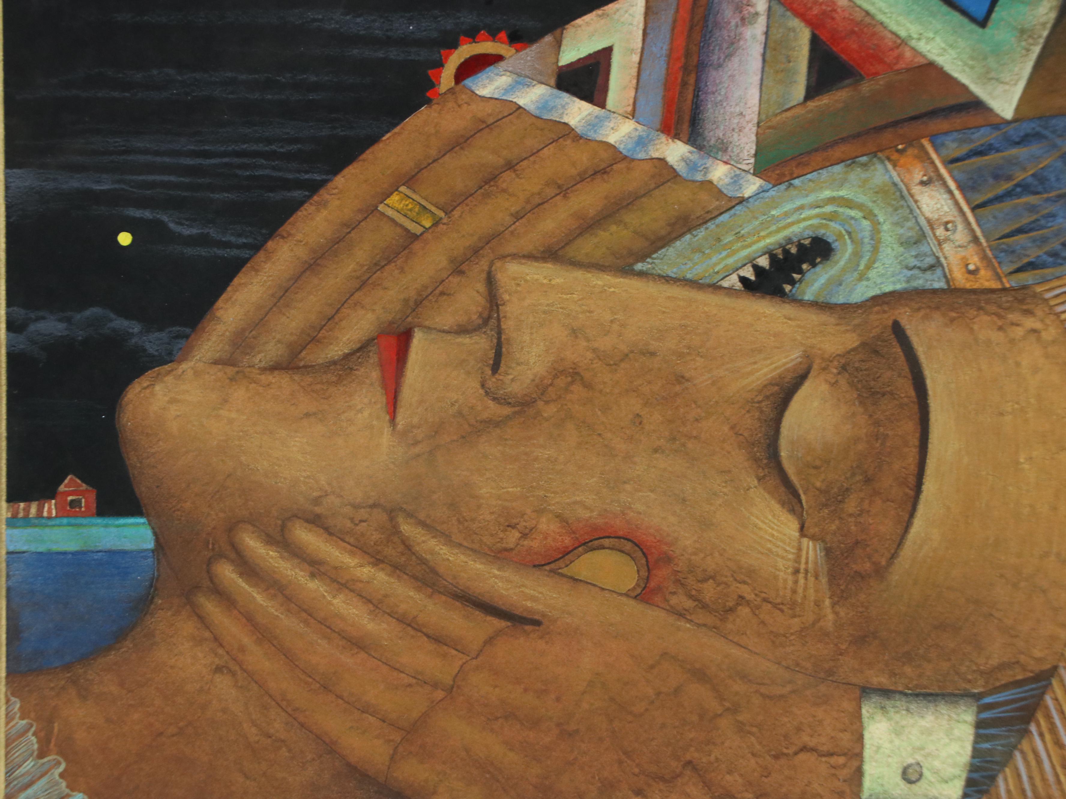 Andrei Gennadiev Hand-Colored Aquatint Etching "On the banks of the Neva"