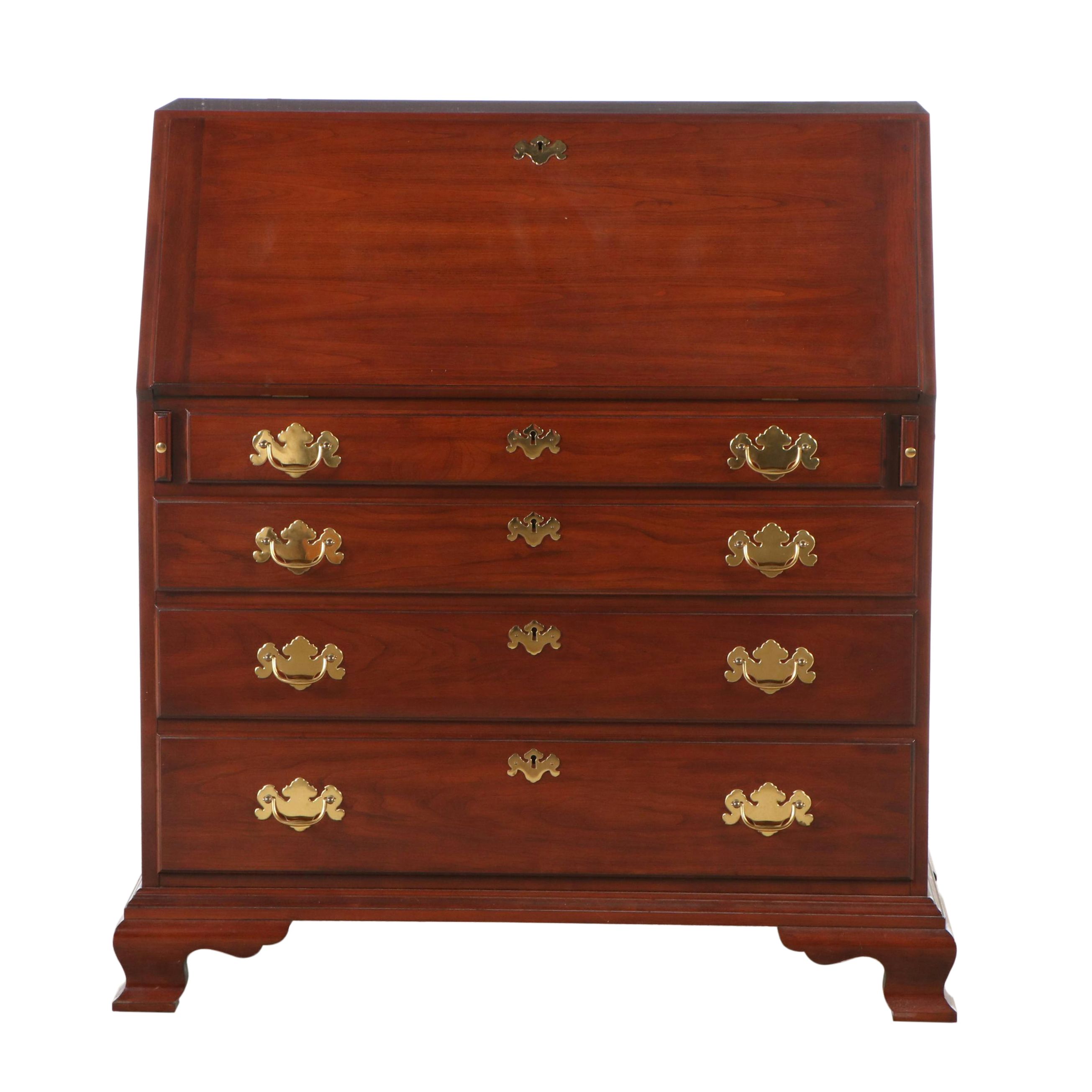 Henke-Harris Chippendale Style Black Cherry Secretary Desk with Hutch