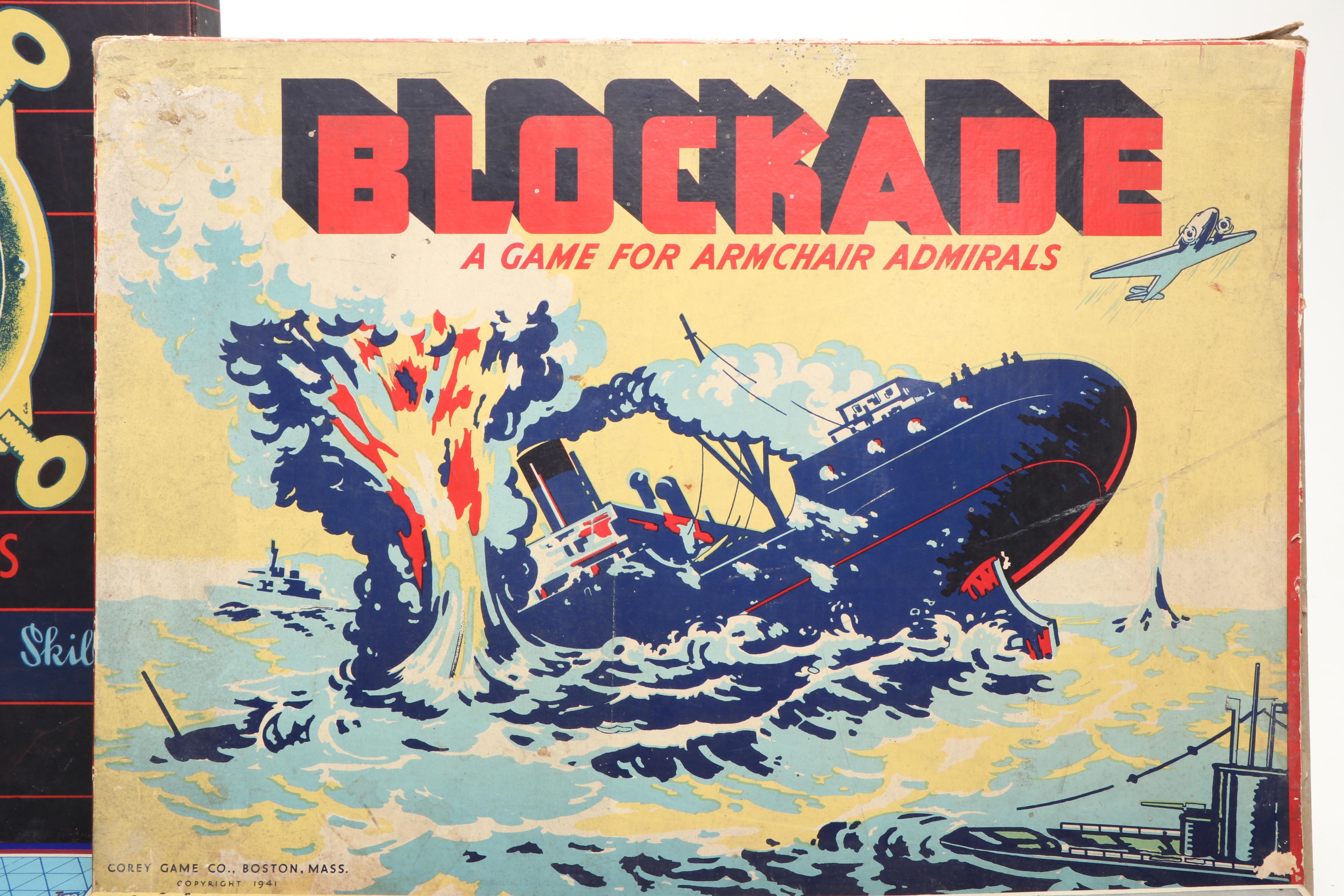 Corey Game Co. "Blockade" with Ahoy Series "Flotilla" Board Games, Mid-20th C.