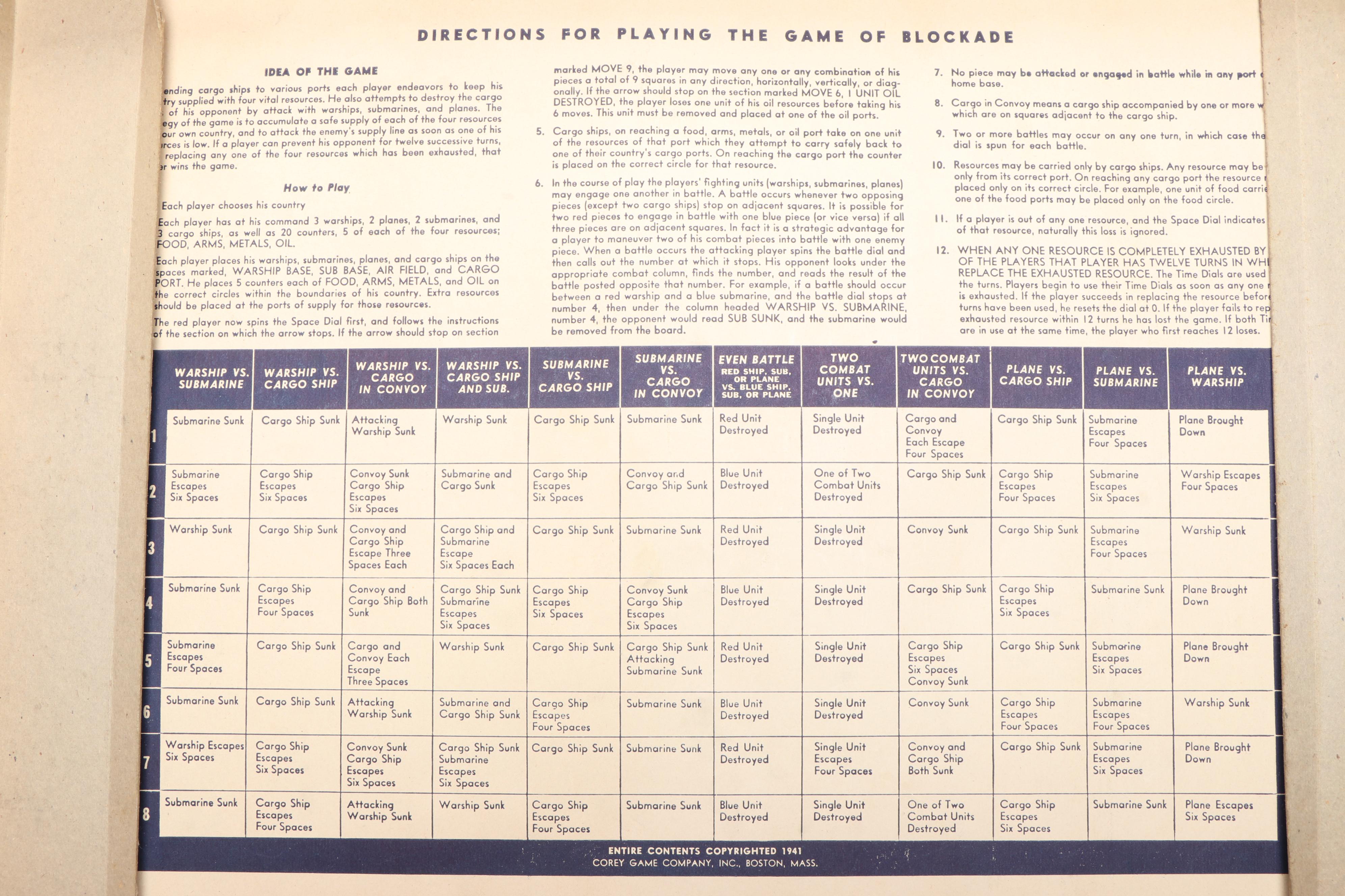 Corey Game Co. "Blockade" with Ahoy Series "Flotilla" Board Games, Mid-20th C.