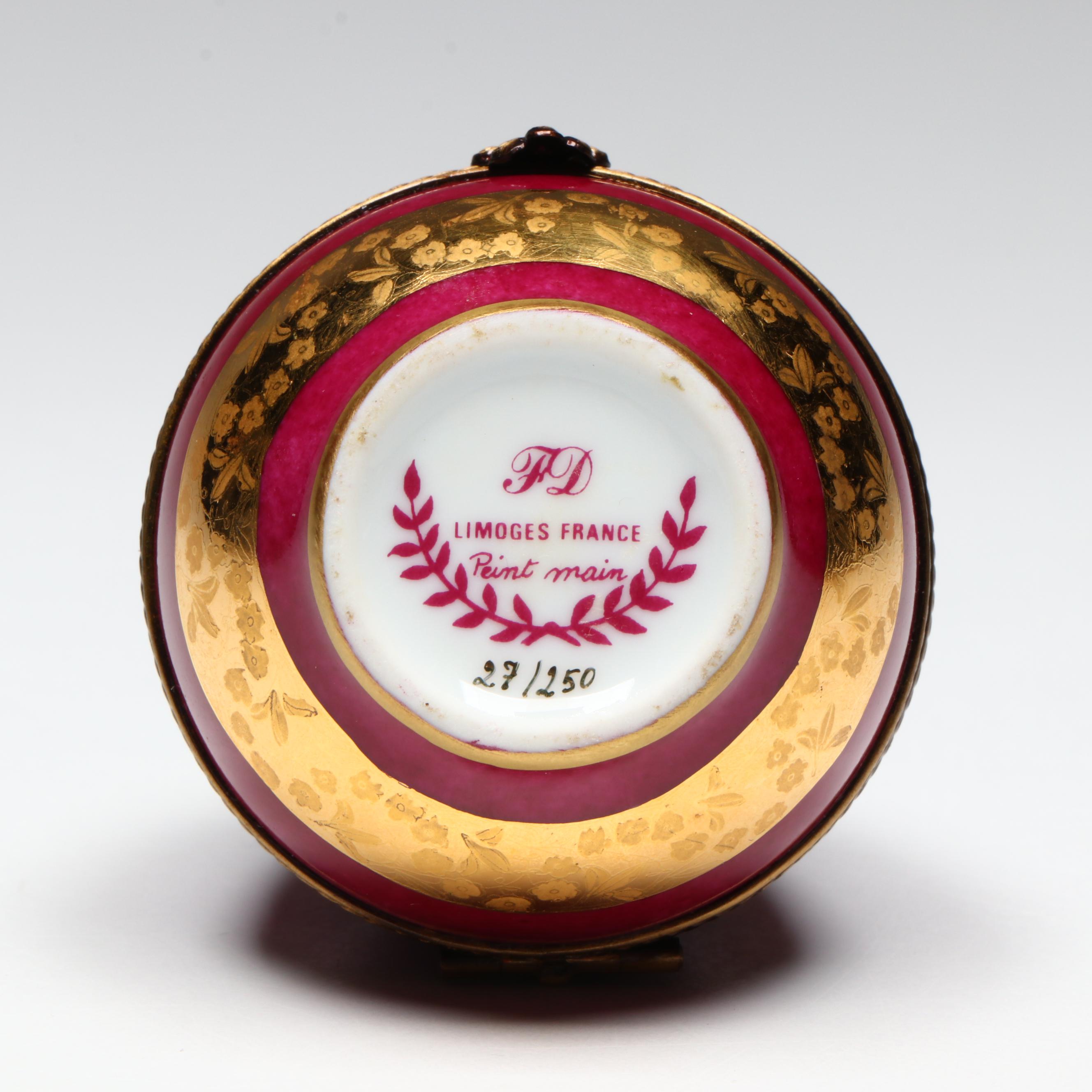 French Decoration Co. Hand-Painted Porcelain Egg Limoges Box