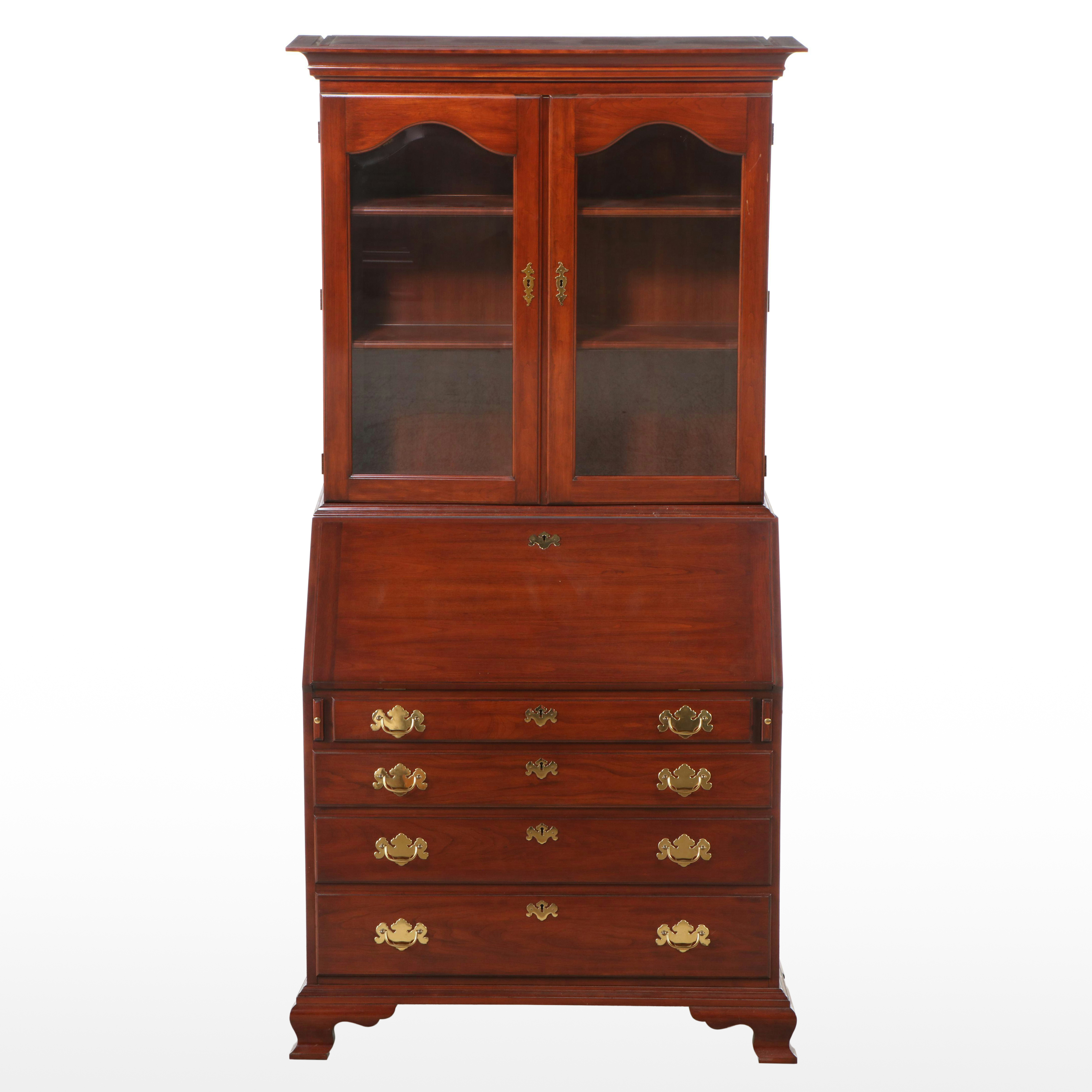 Henke-Harris Chippendale Style Black Cherry Secretary Desk with Hutch