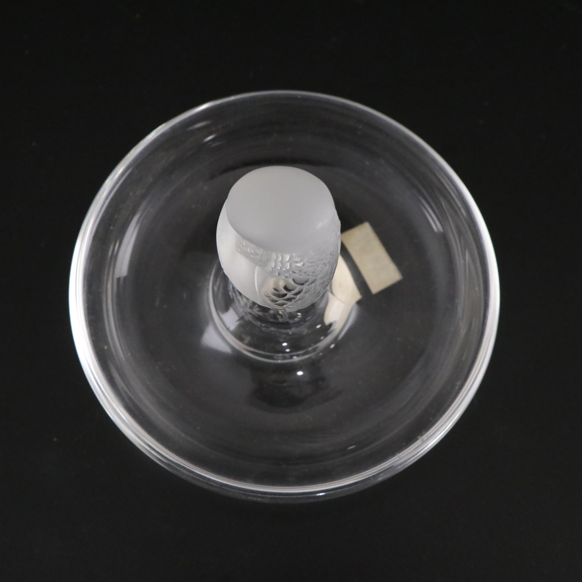 Lalique Crystal Frosted Bird Ring Dish