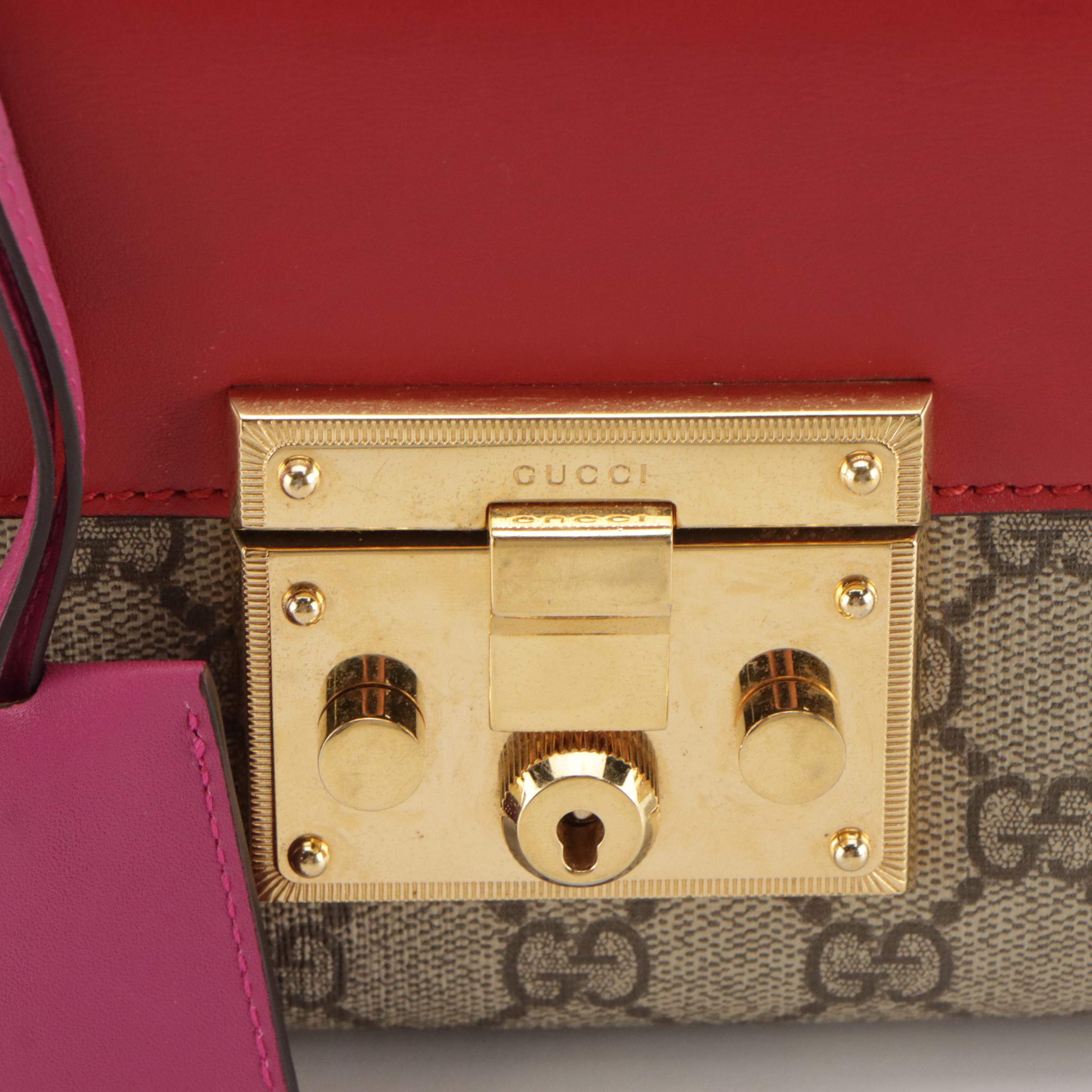 Gucci Padlock Shoulder Bag in GG Supreme Canvas and Bicolor Leather