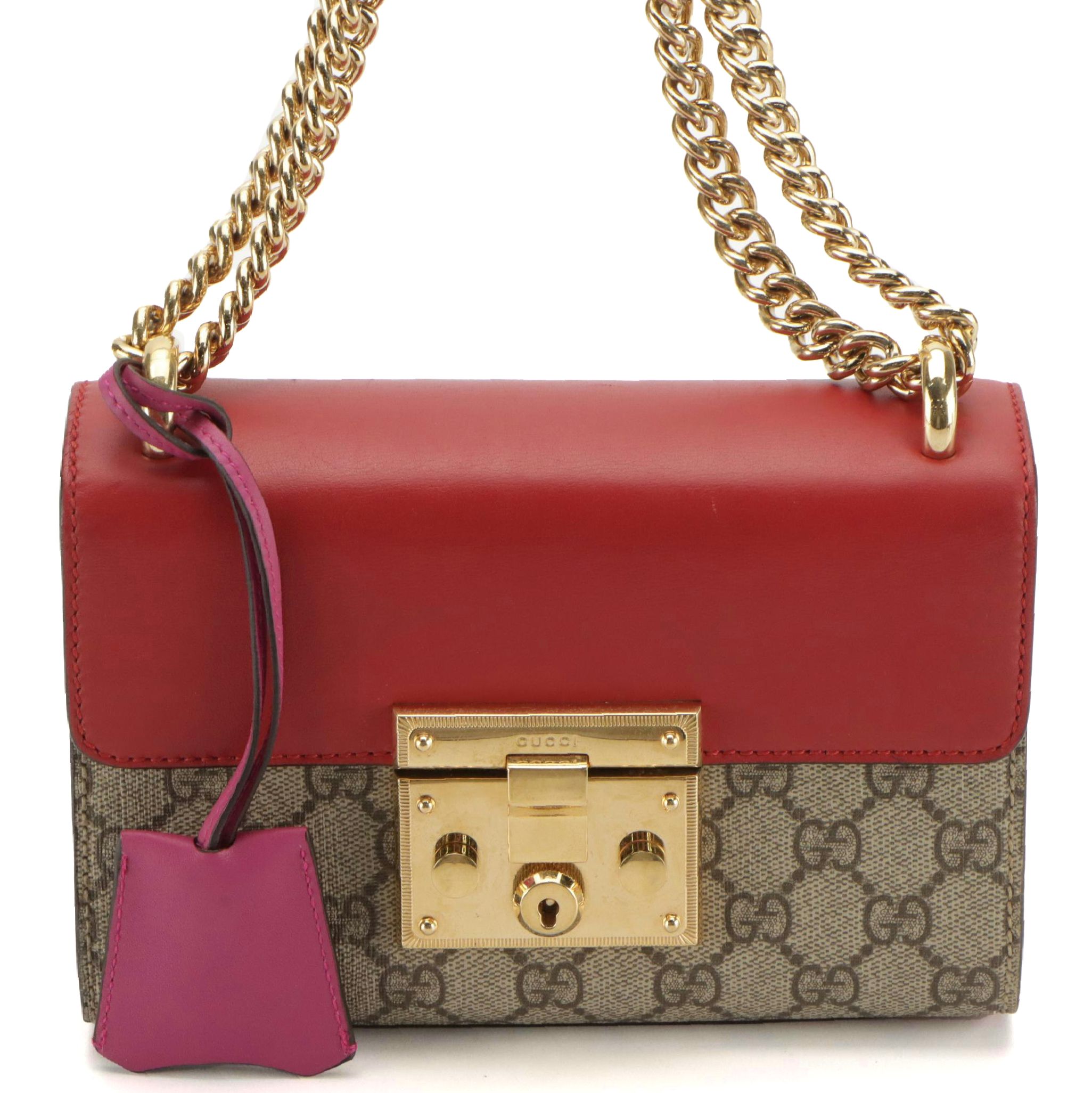 Gucci Padlock Shoulder Bag in GG Supreme Canvas and Bicolor Leather