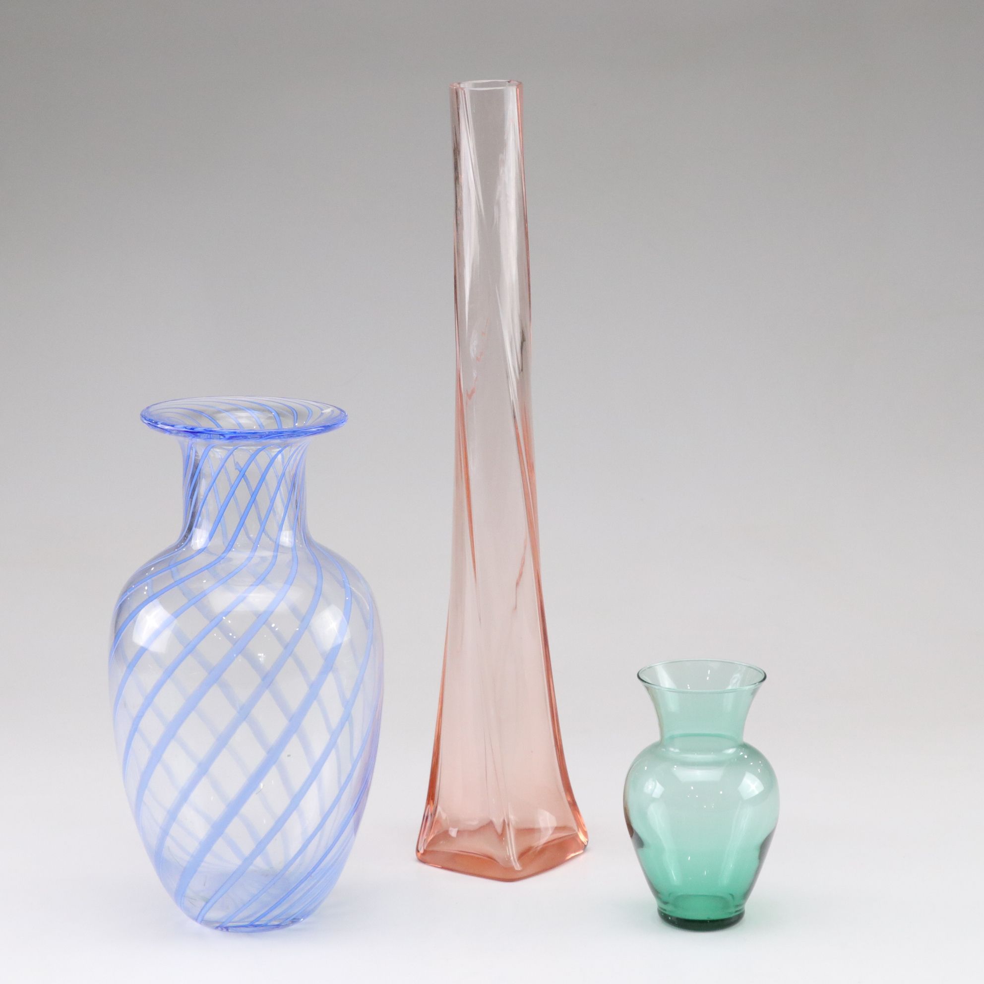 Spiral Blown Glass Flower Vases