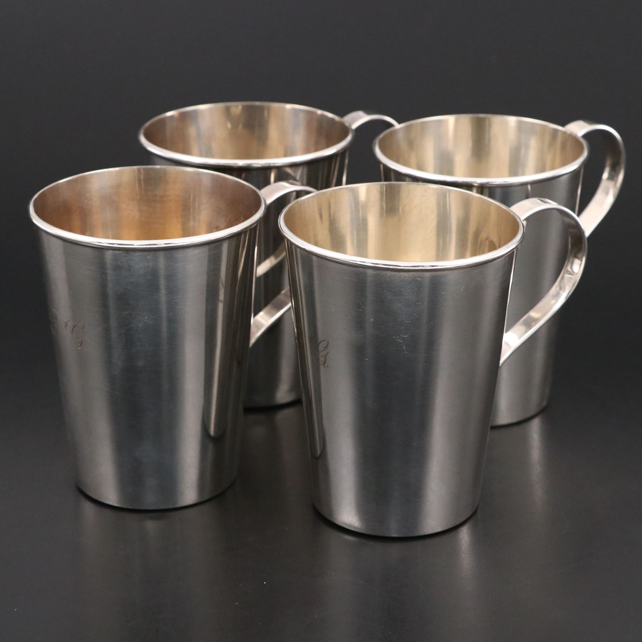 Irion & Girardet Engraved Silver Plate Cups, Late 19th/ Early 20th Century
