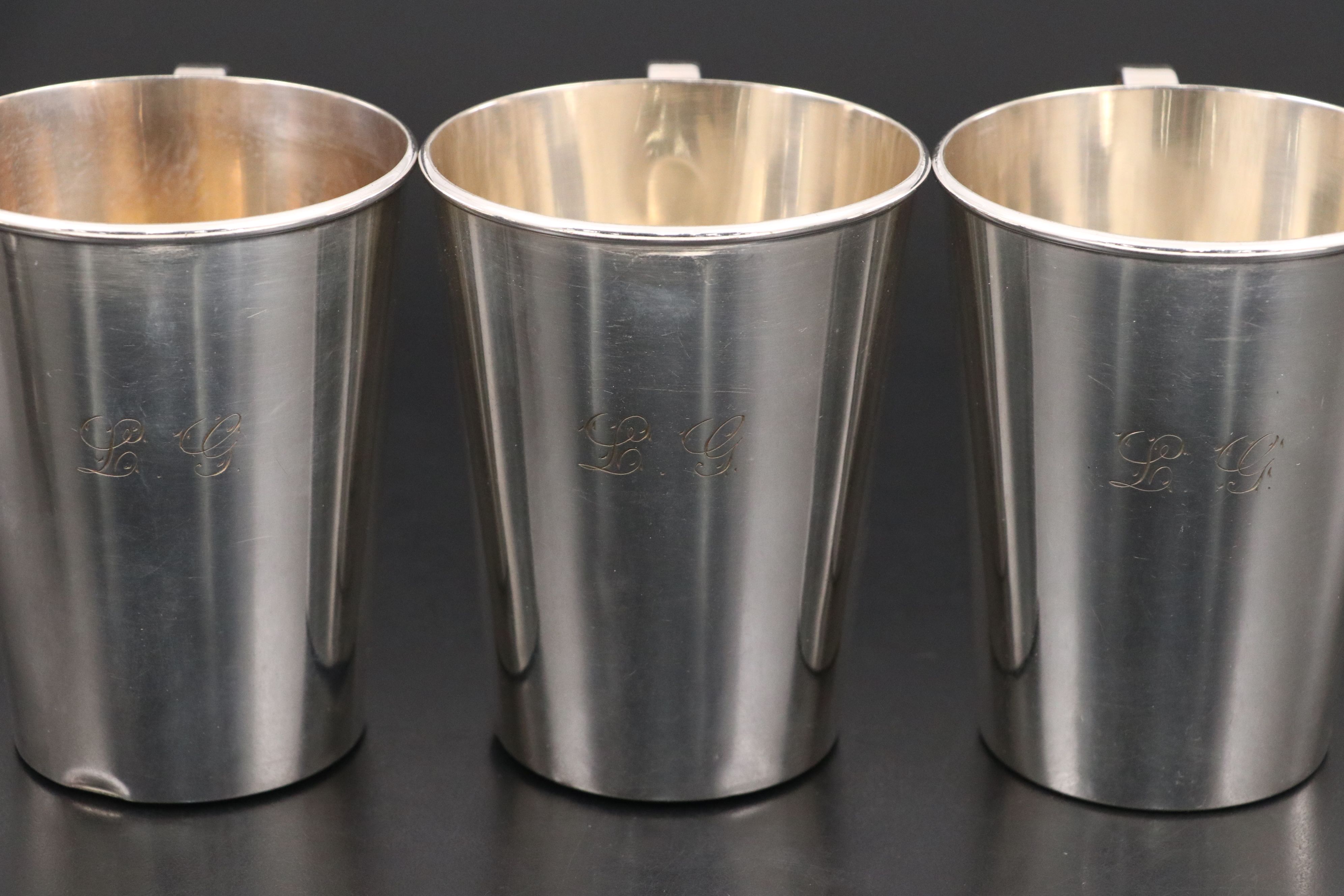 Irion & Girardet Engraved Silver Plate Cups, Late 19th/ Early 20th Century