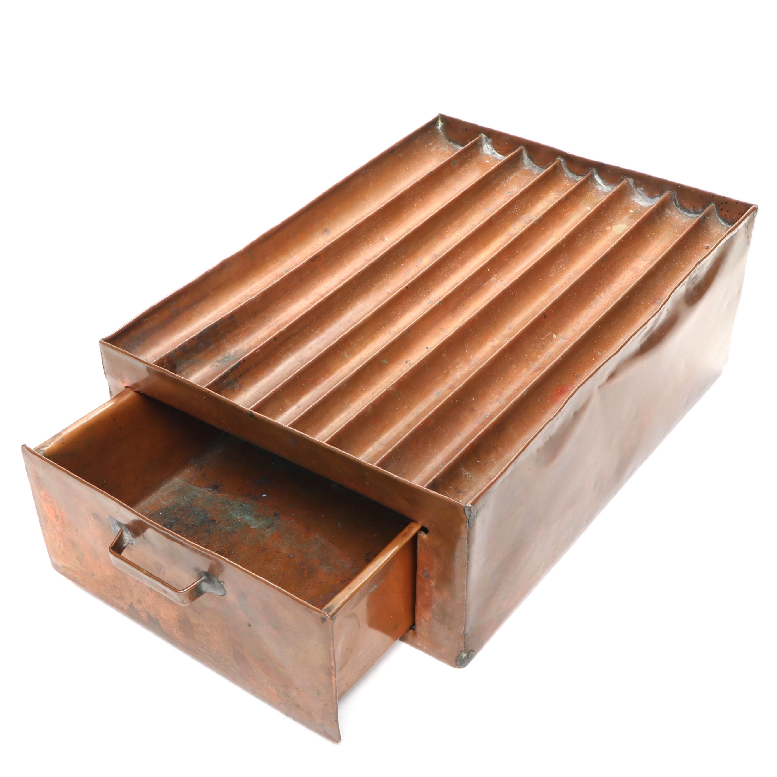Handmade Copper Box with Sectioned Lid