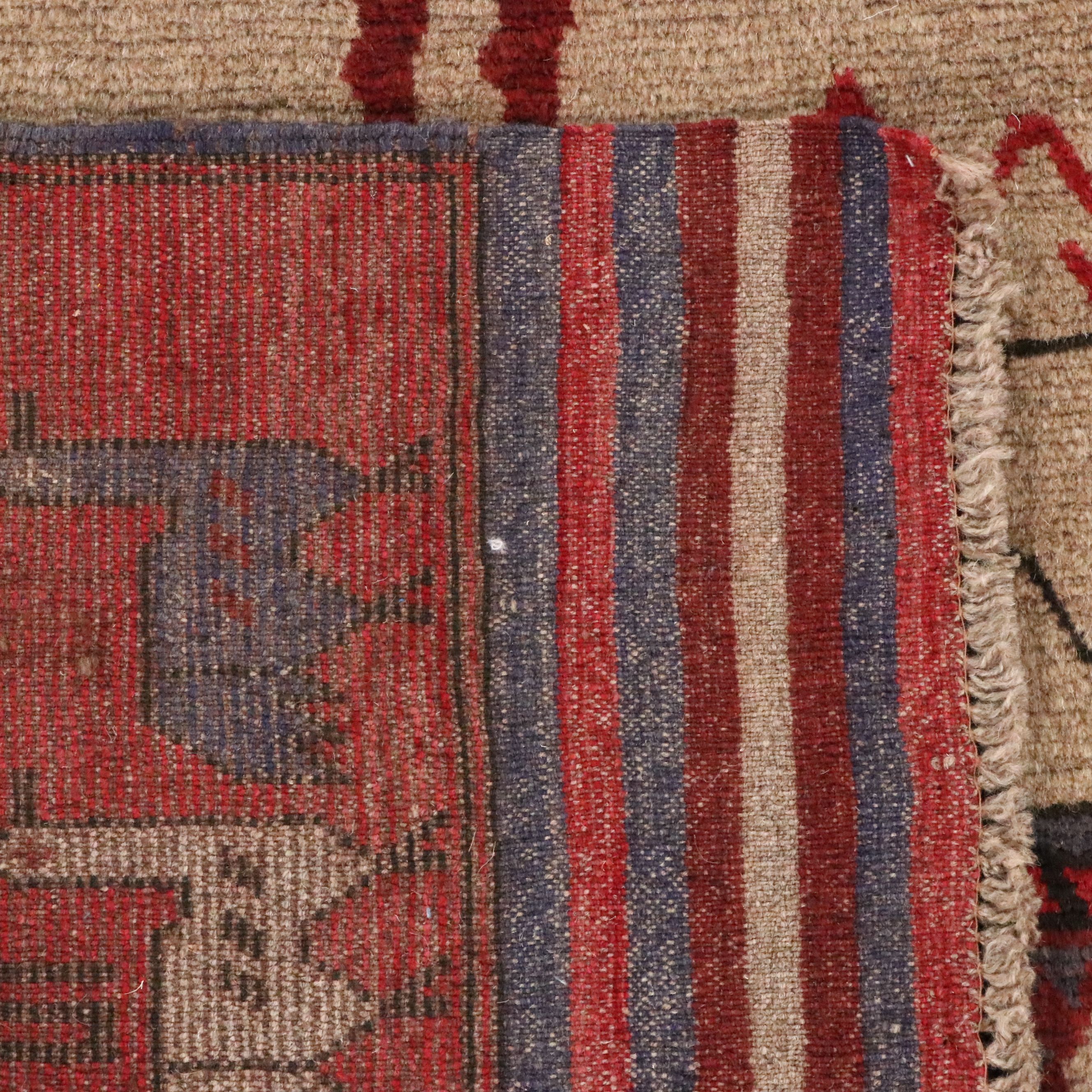 4'7 x 5'8 Hand-Knotted Afghan Pictorial Area Rug