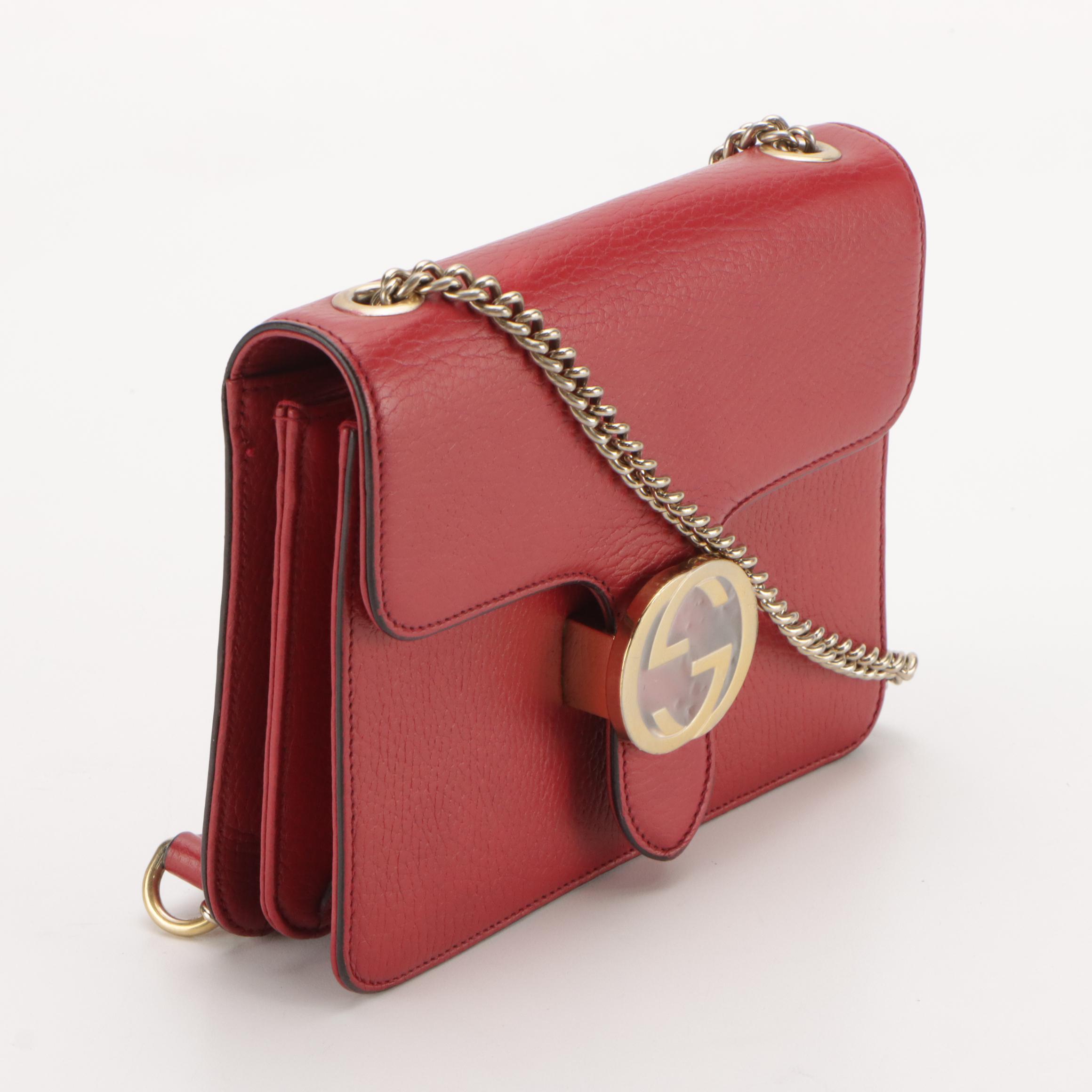 Gucci Small Dollar Interlocking GG Crossbody Bag in Beige Grained Leather