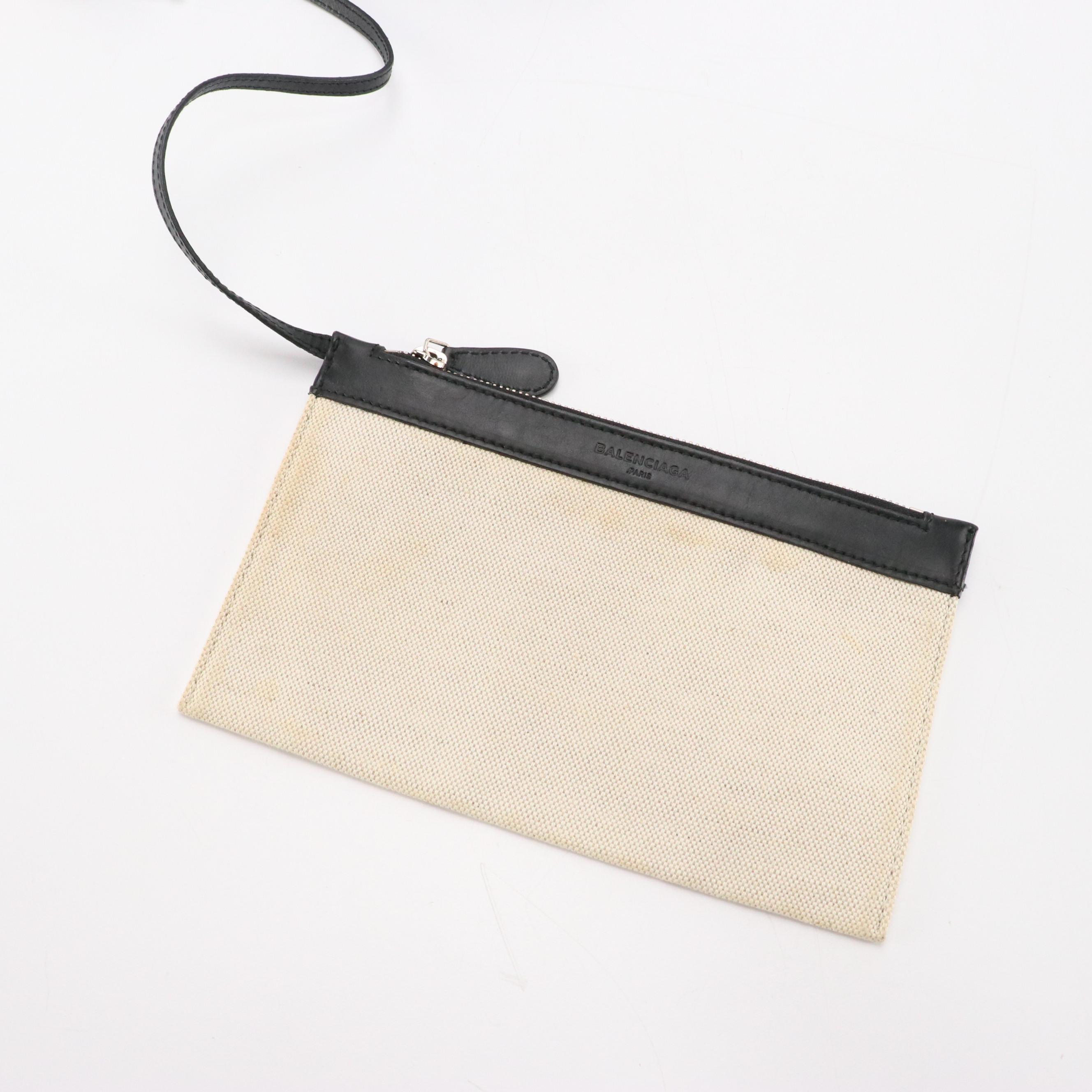 Balenciaga Canvas and Leather Tote with Zip Pouch