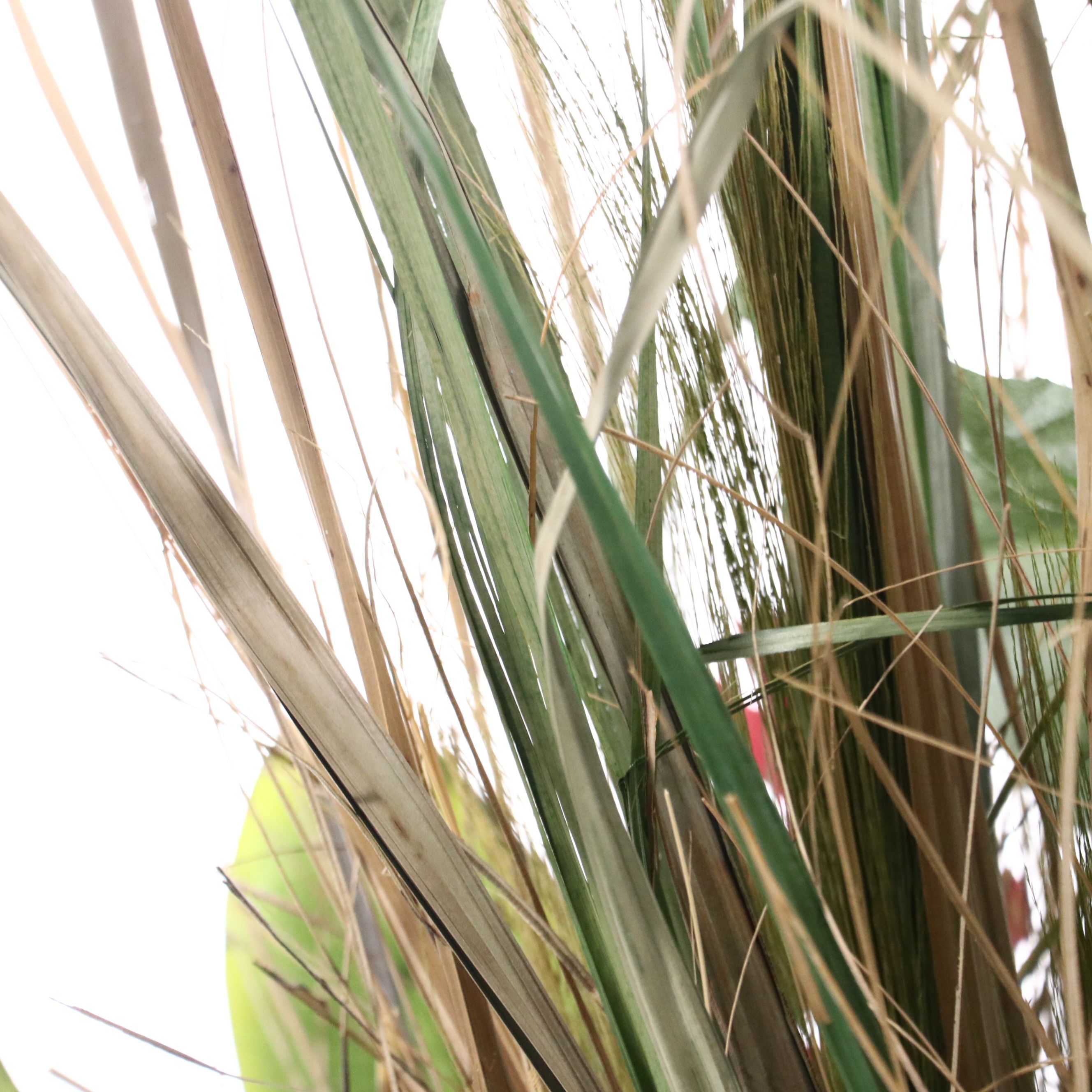 Artificial Sunflowers and Greenery in Ceramic Vase