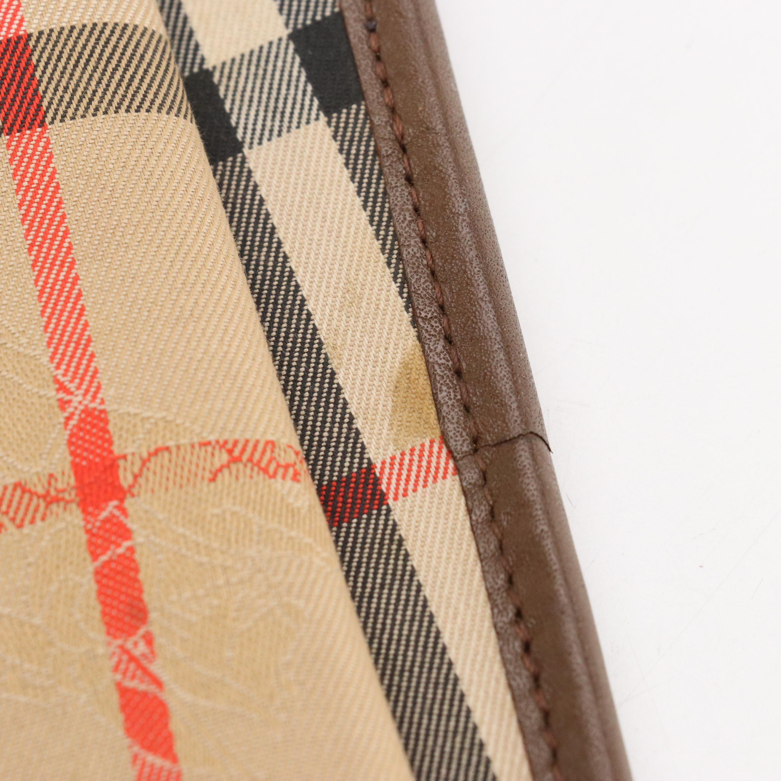 Burberrys Haymarket Check and Leather Flap Portfolio Clutch