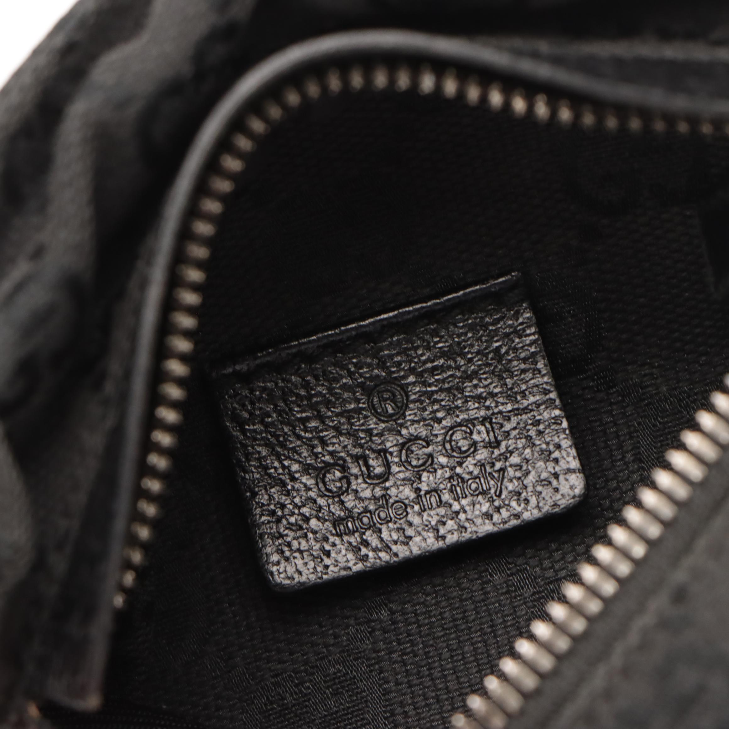 Gucci Double Pocket Belt Bag in Black GG Canvas and Leather