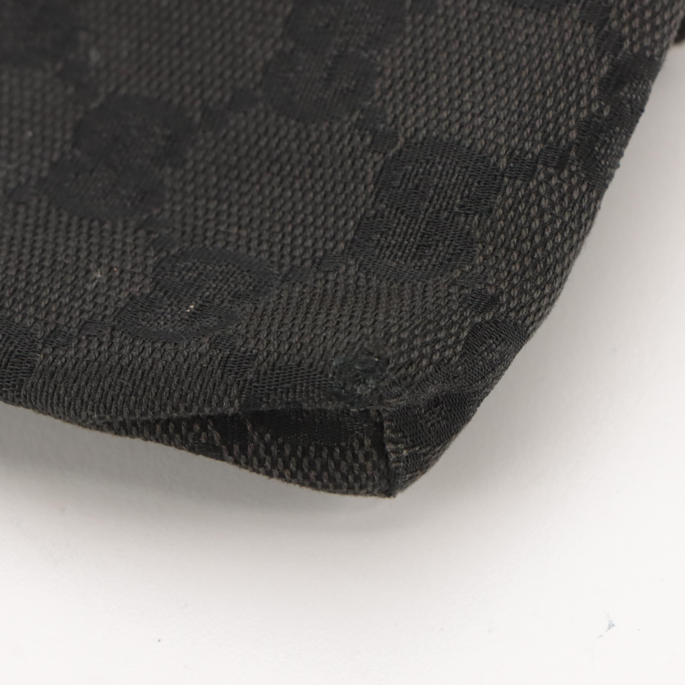 Gucci Double Pocket Belt Bag in Black GG Canvas and Leather