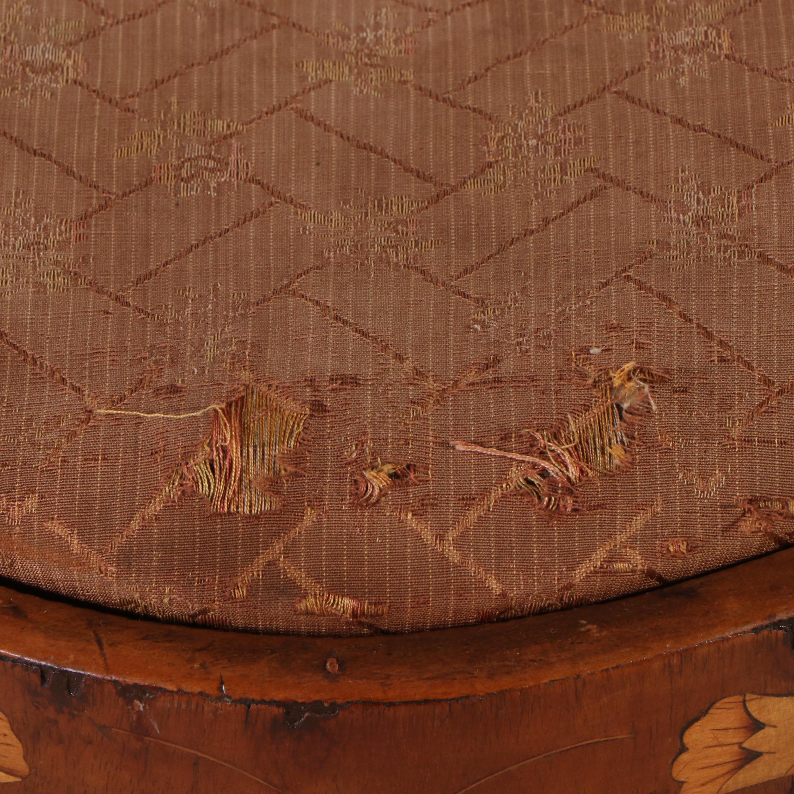 Dutch Baroque Mahogany Armchair with Floral Marquetry