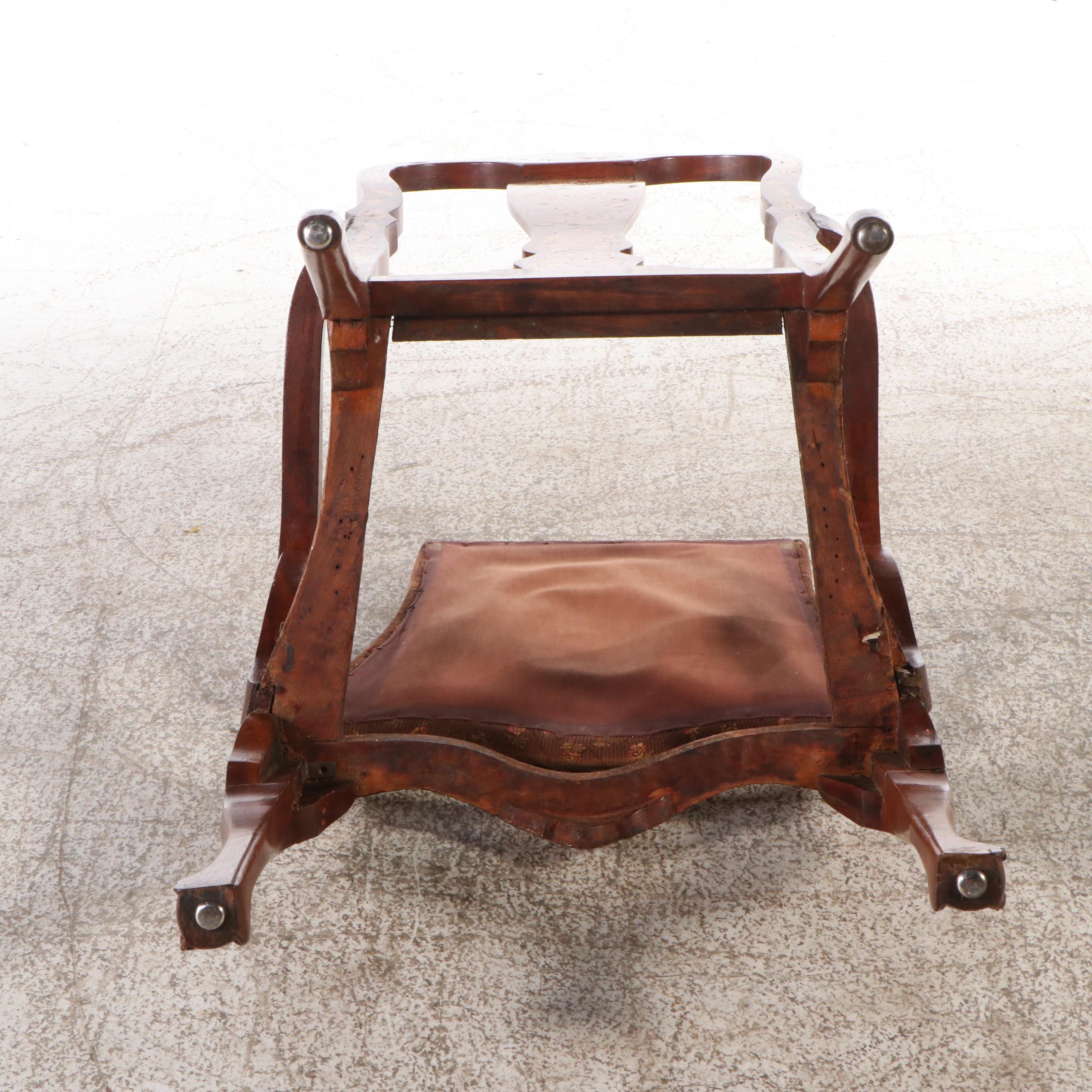 Dutch Baroque Mahogany Armchair with Floral Marquetry