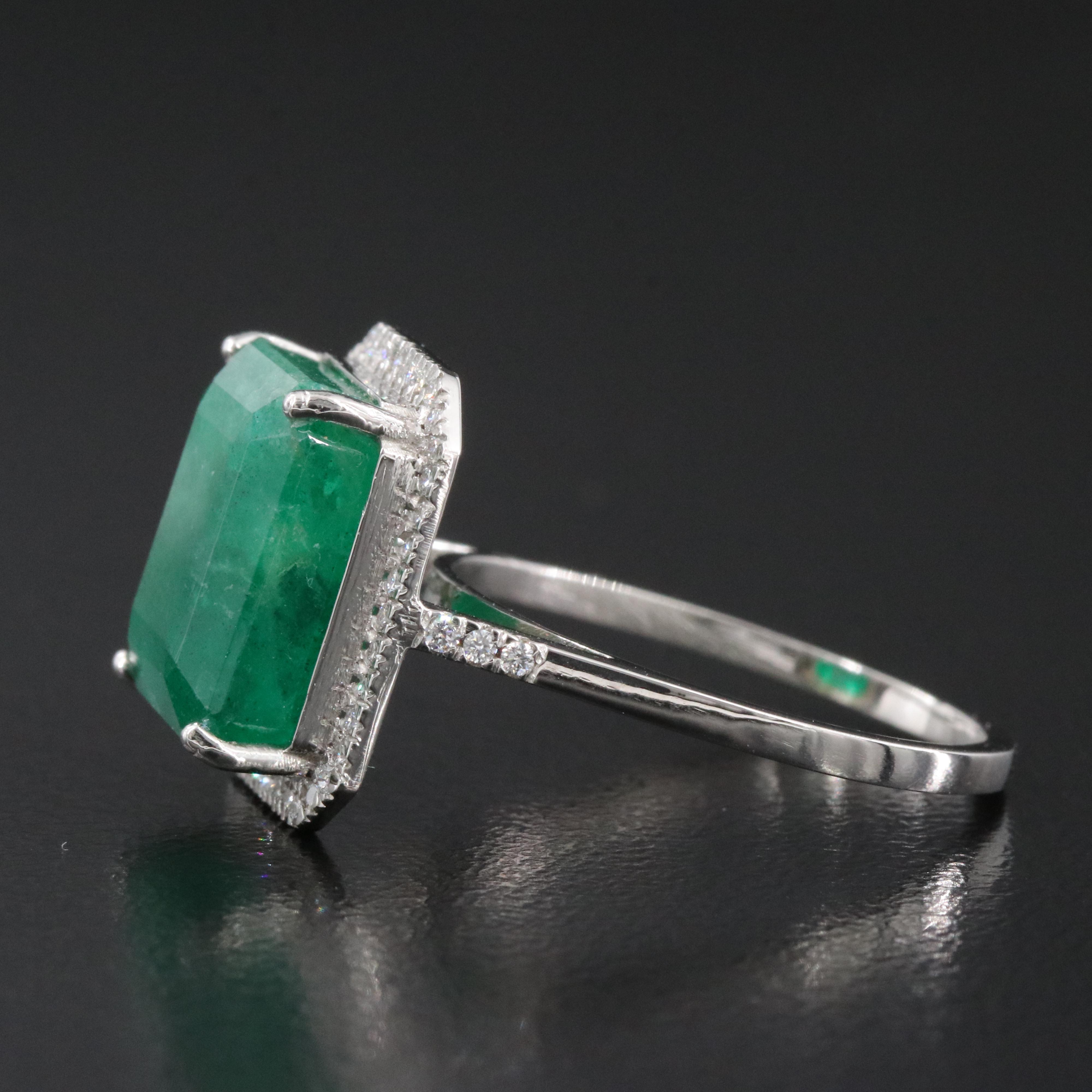 Platinum 7.10 CTW Emerald and 0.20 CTW Diamond Ring