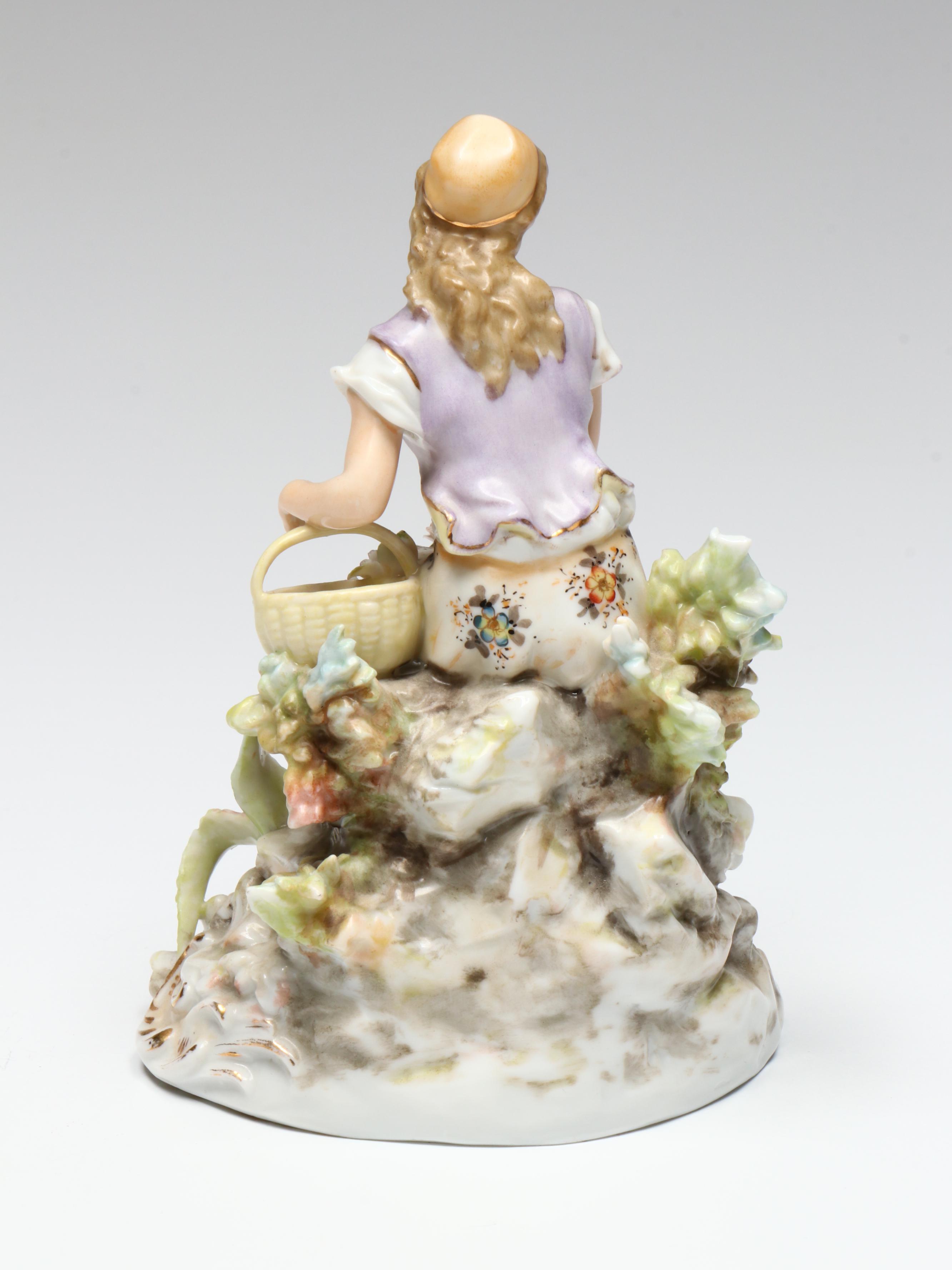 Volkstedt Porcelain Shepherd and Shepherdess Figurines, Late 19th - Early 20th C