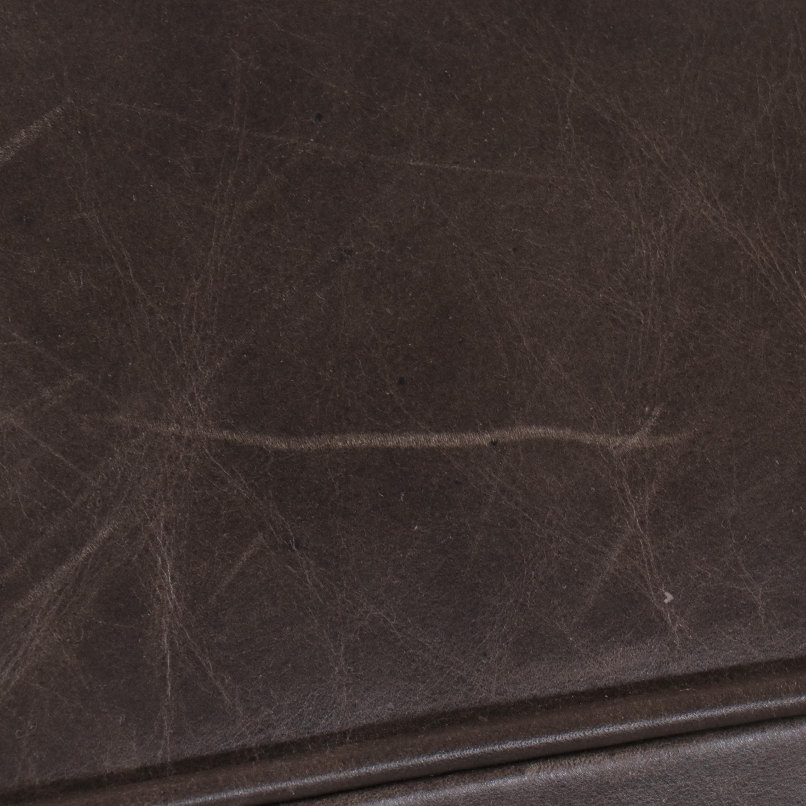 Camden Collection Nail Head Trim Cowhide Leather Wingback Armchair with Ottoman