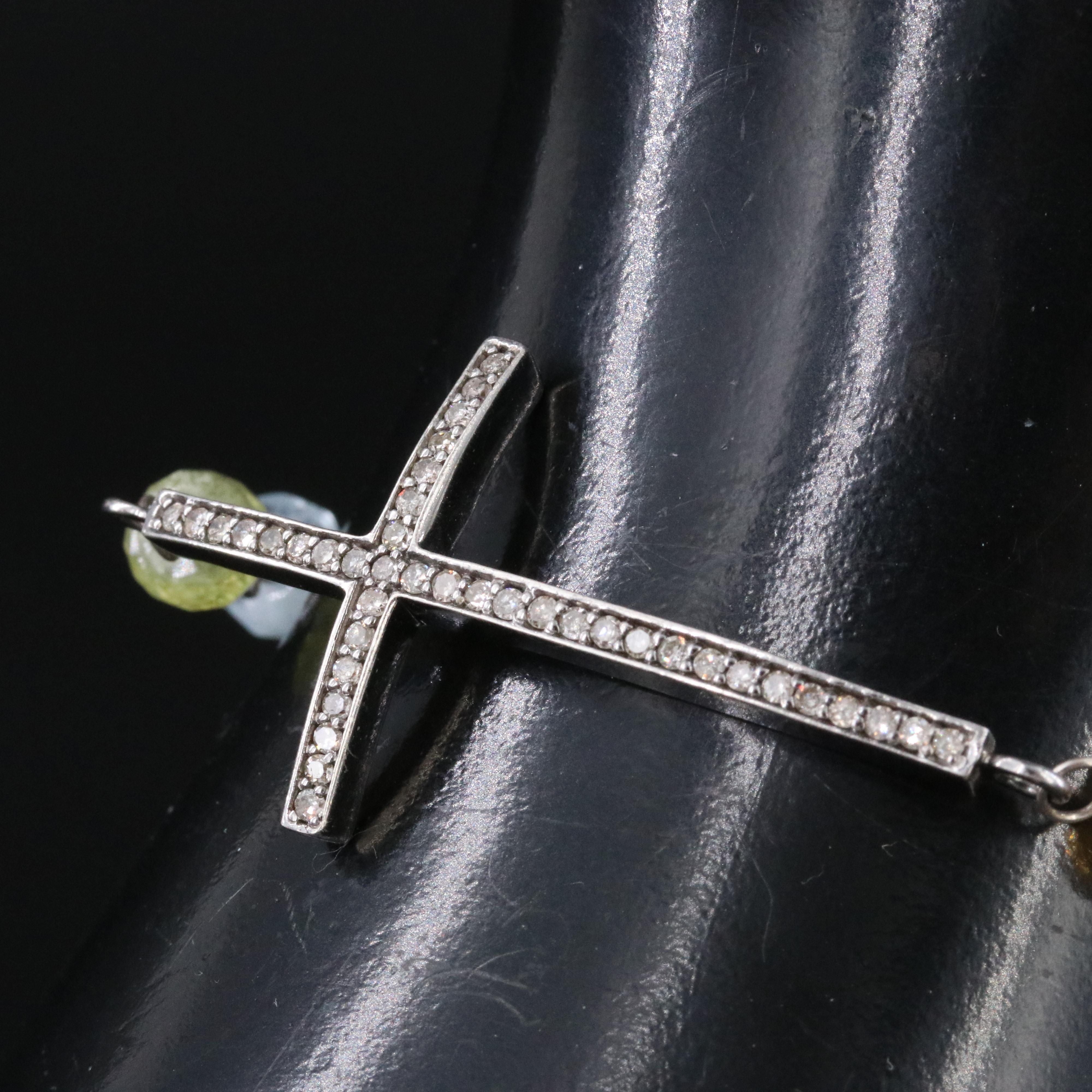 Sheryl Lowe Sterling Gemstone Cross Bracelet