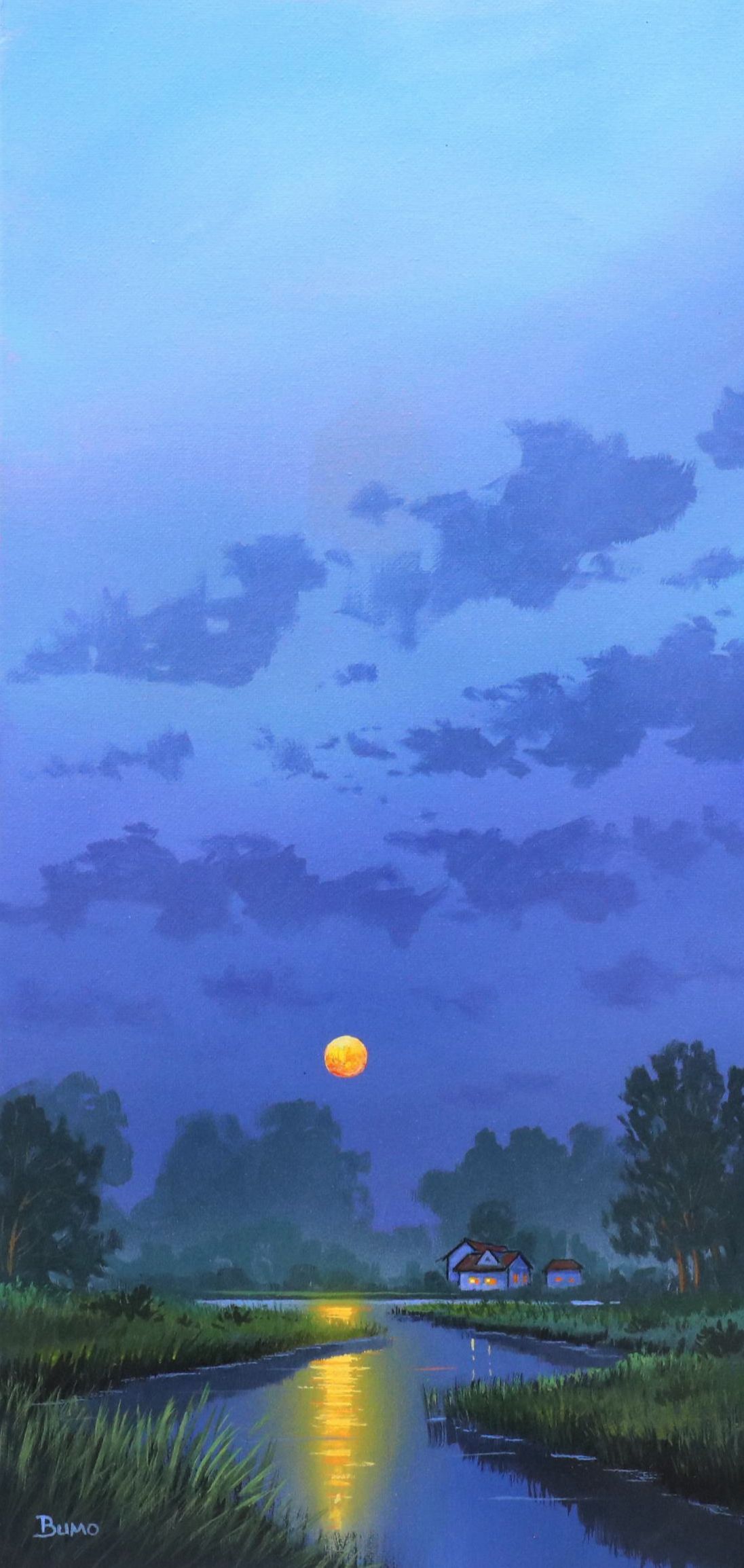 Doug "Bumo" Johnpeer Nocturne Landscape Oil Painting, 2025