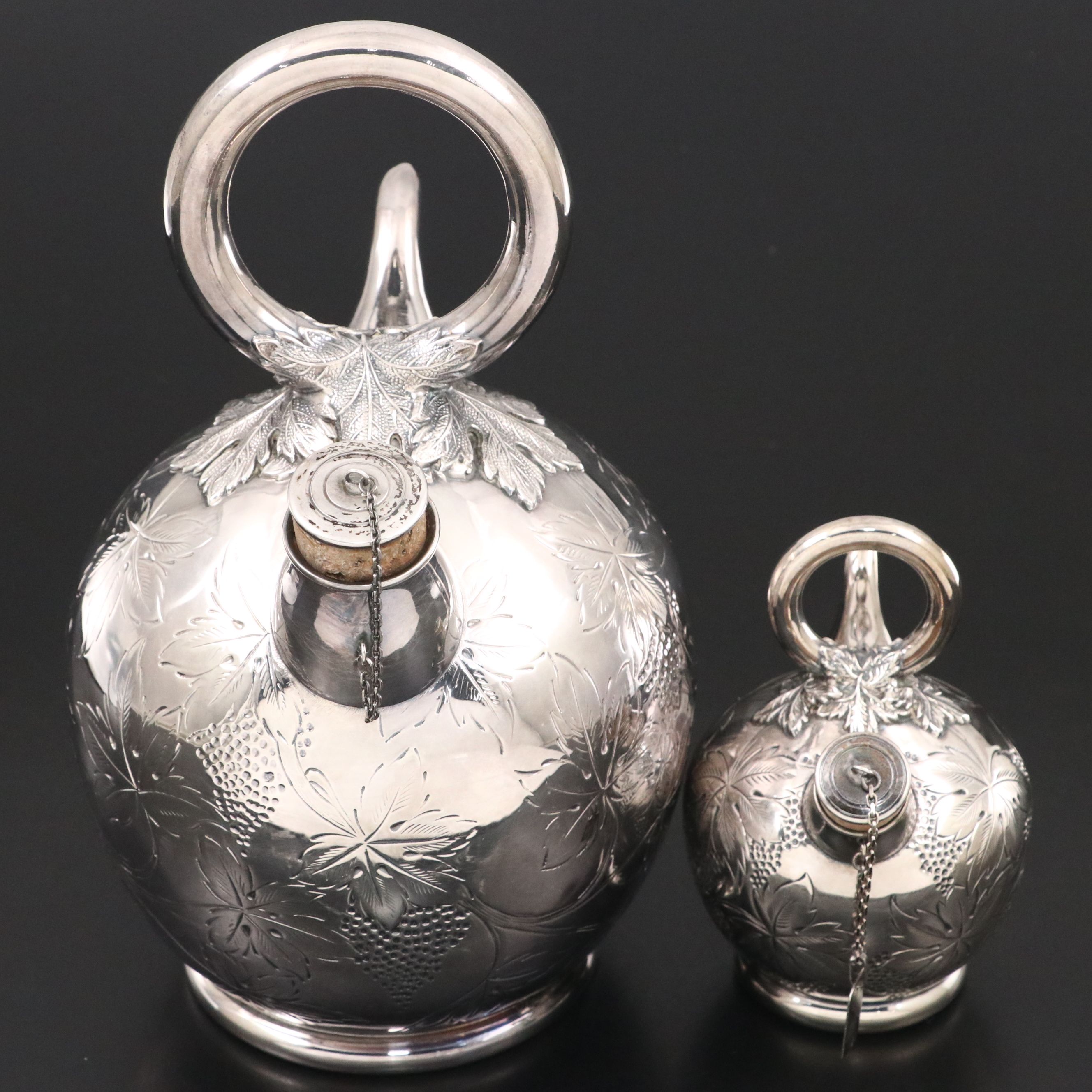 Vintage Pasgorcy Spanish Sterling Silver Wine and Porrón Pitchers, 20th Century
